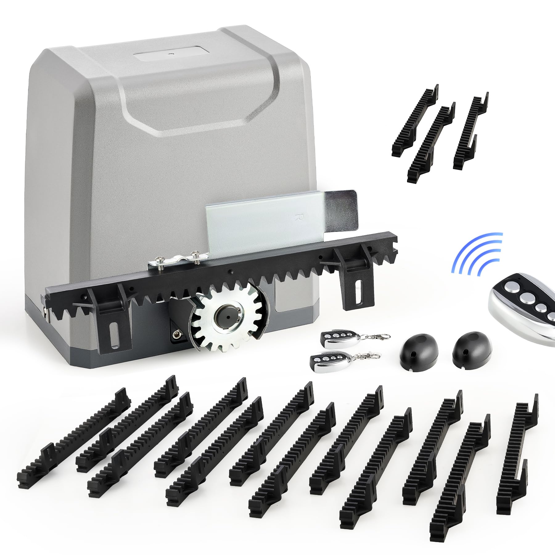 CO-Z 400W Motor Puerta Corredera 1000KG Motor para Puerta Corredera con 12x0.33M Cremallera de Nailon, 2 Control Remoto y Sensores Infrarrojos + 1m Cremallera de Nailon Más