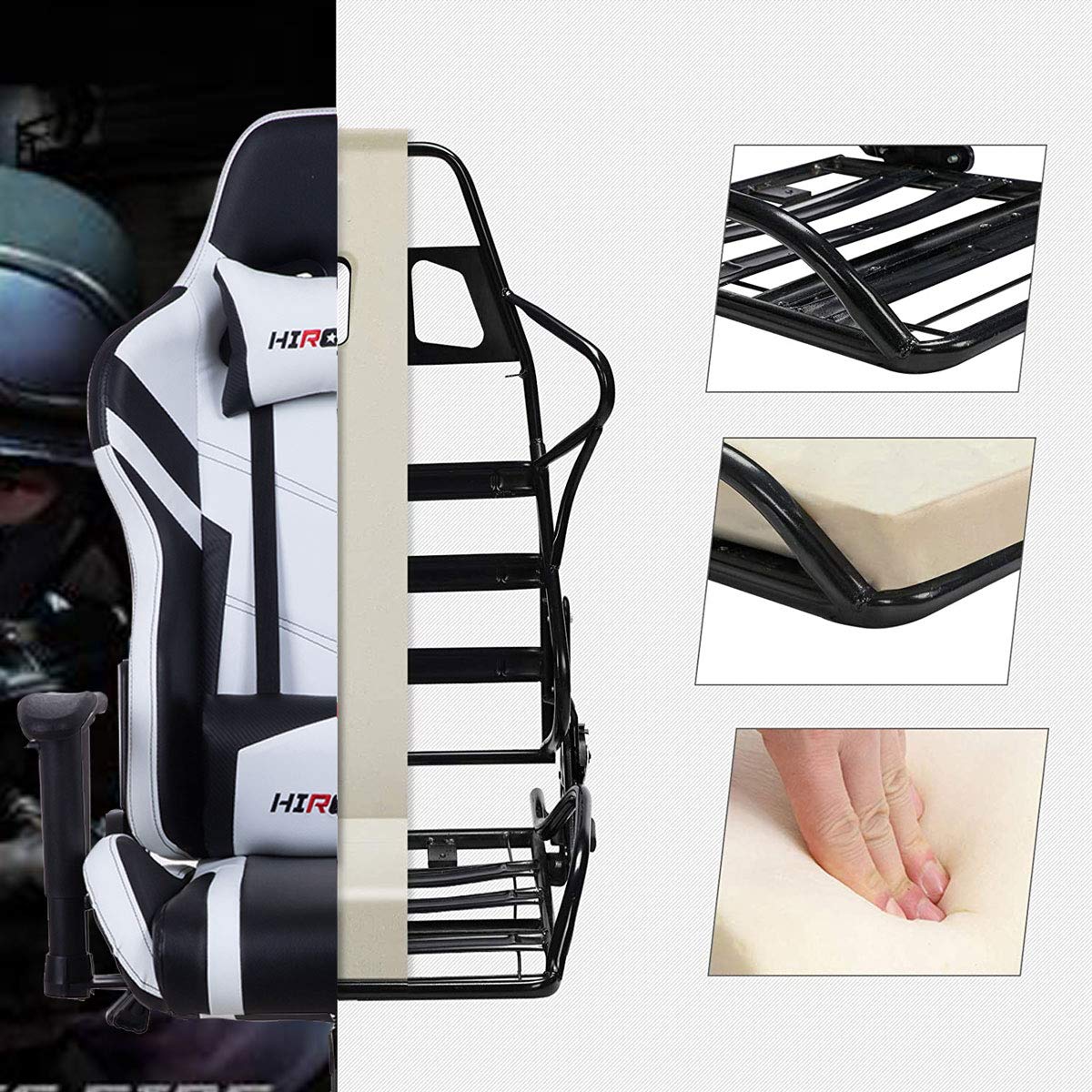 Hironpal Gaming Chair Home Office PC Desk Computer Racing Executive Chair, Ergonomic Swivel 180