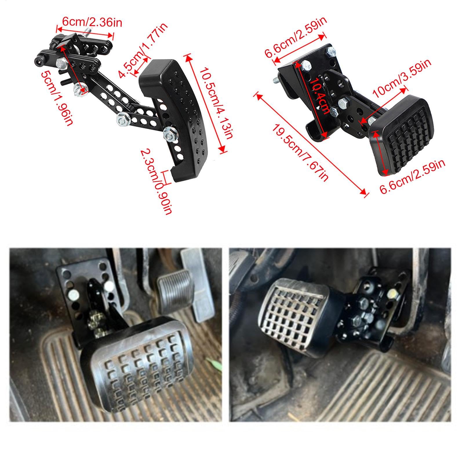 Rallonge de pédale de frein - Ensemble de pédales de frein d'embrayage d'accélérateur, rallonge de pédales de frein courtes réglables pour conducteur - Coussin d'extension d'accélérateur Léger pour le