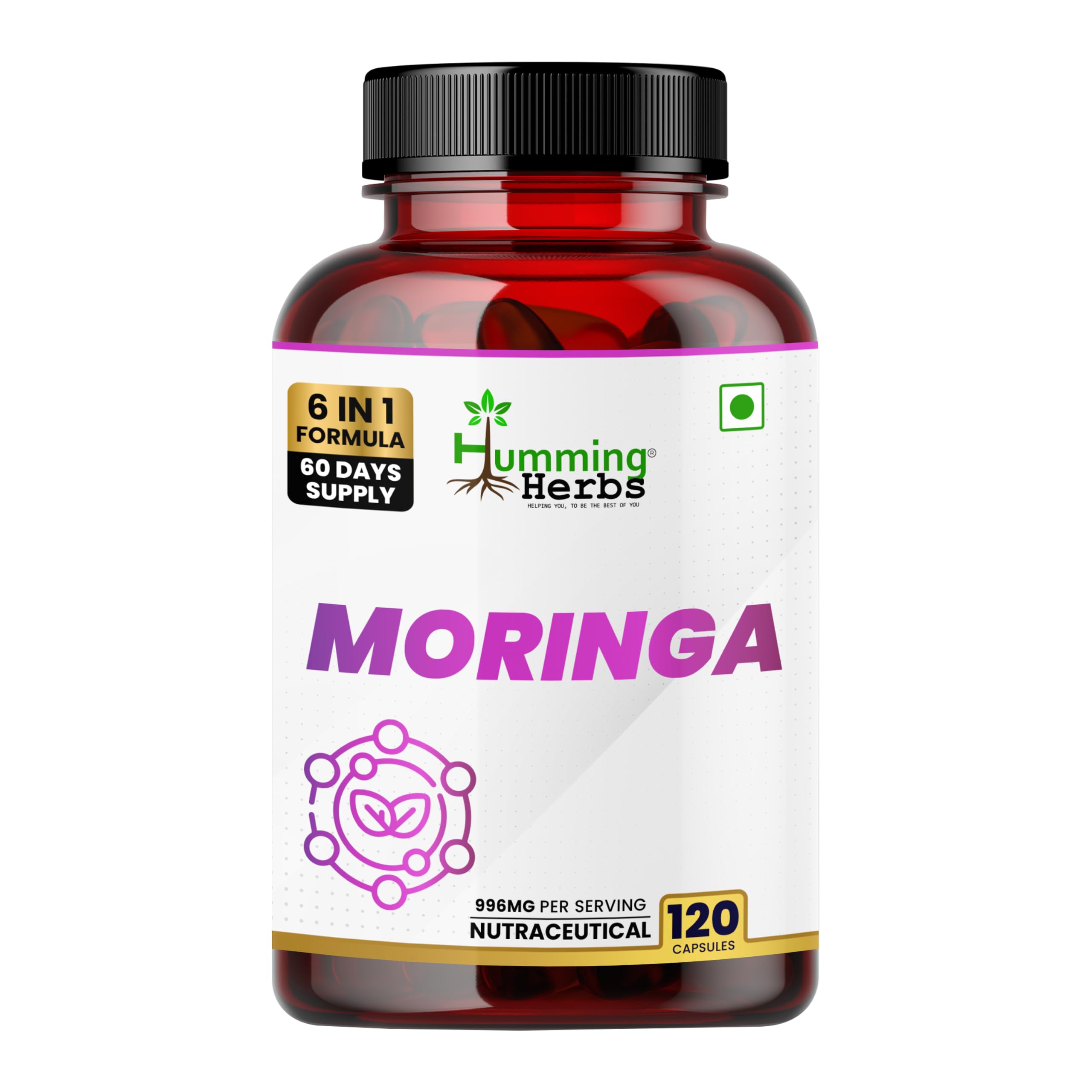 moringa glutathione Humming Herbs with Resveratrol, Astaxanthin, Glutathione, Vitamin C & Folic Acid | 996mg 6-in-1 Immune & Antioxidant Support | 120 Capsules تونر جلوتاثيوسوم لتفتيح البقع الداكنة وتعزيز الاشراقة من ابيب Designs for Health Australia Size:2g