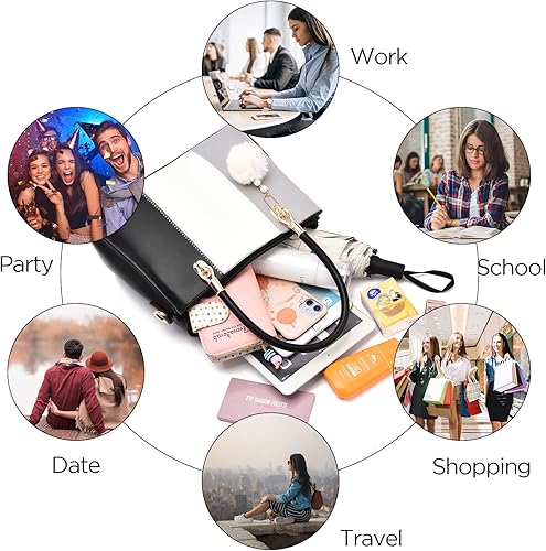 Miniatura 6 de Bolso de mano grande para mujer, bolso cruzado para mujer, costura de color, asa superior, bolso Hobo, 2 piezas