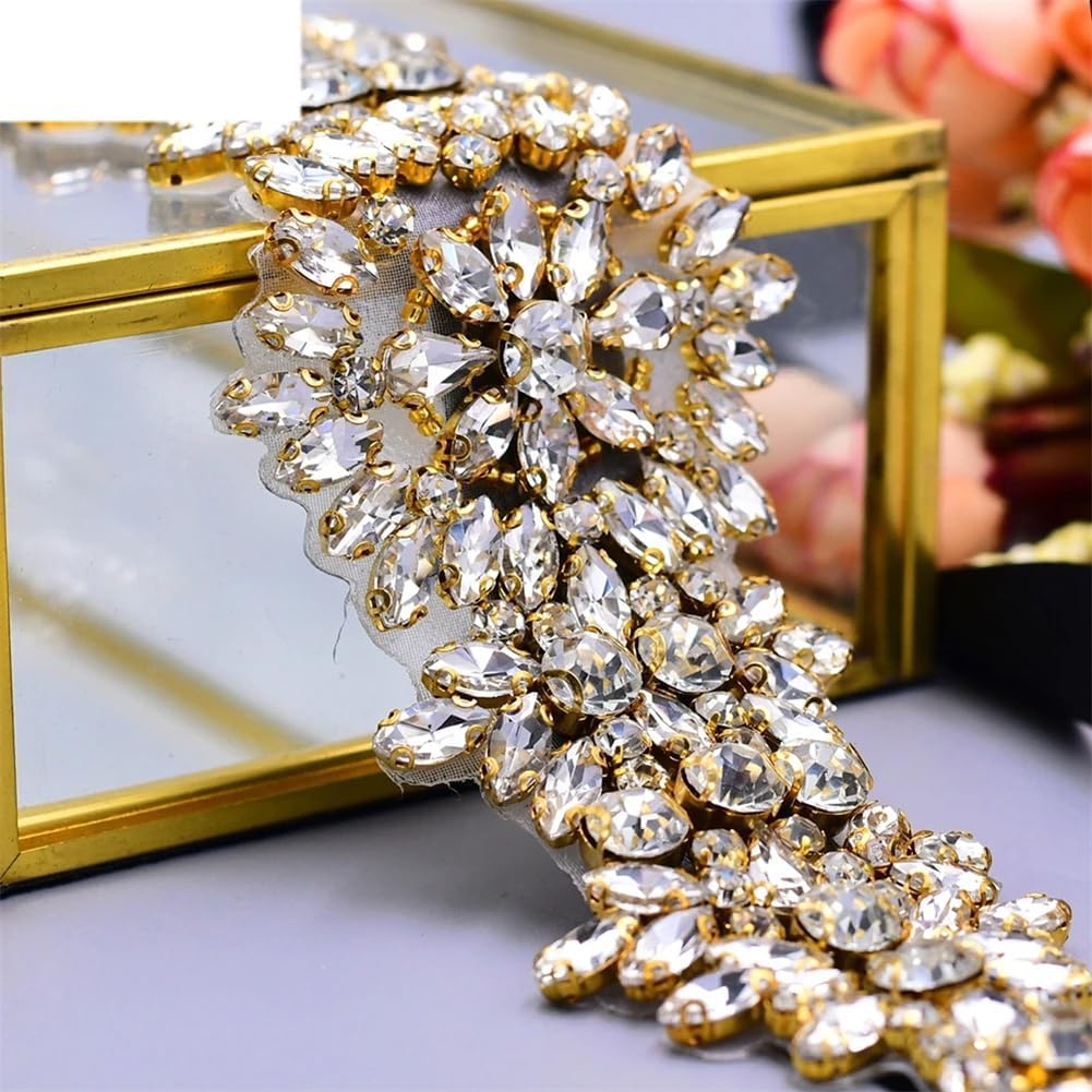 Cinturones de vestidos de novia, cinturones dorados para mujer, cinta de diamantes de imitación, accesorios de boda