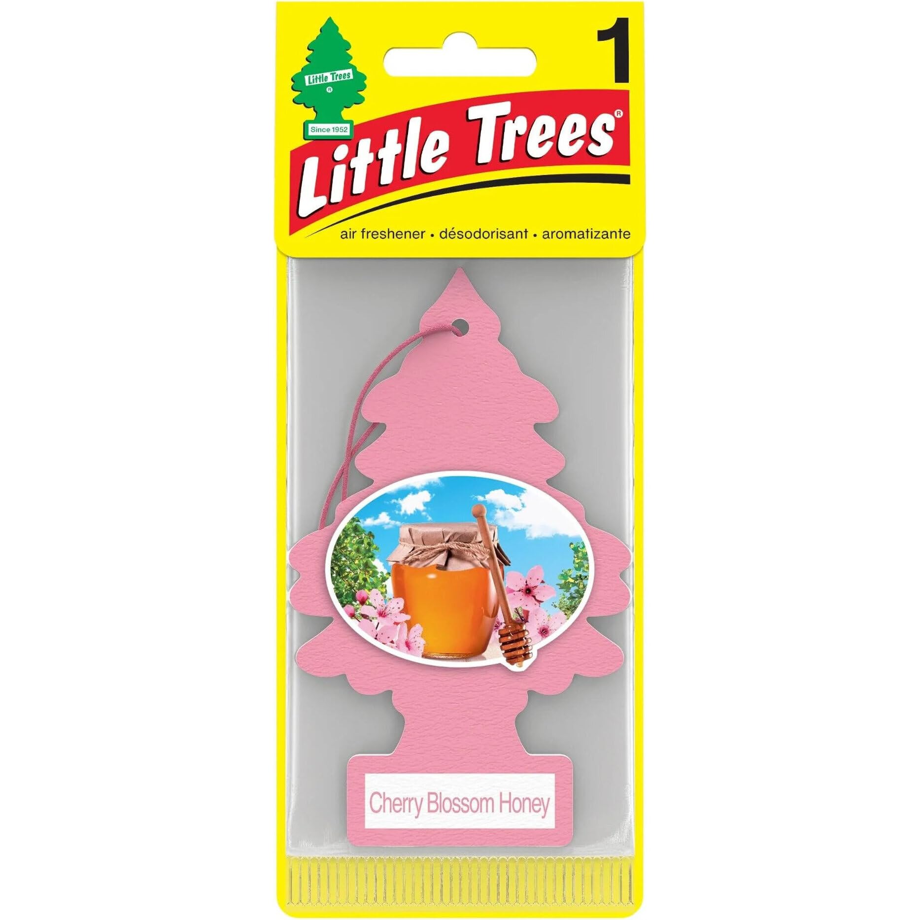 LITTLE TREES Car Air Freshener | Hanging Paper Tree for Home or Car | Cherry Blossom Honey | 6 Pack