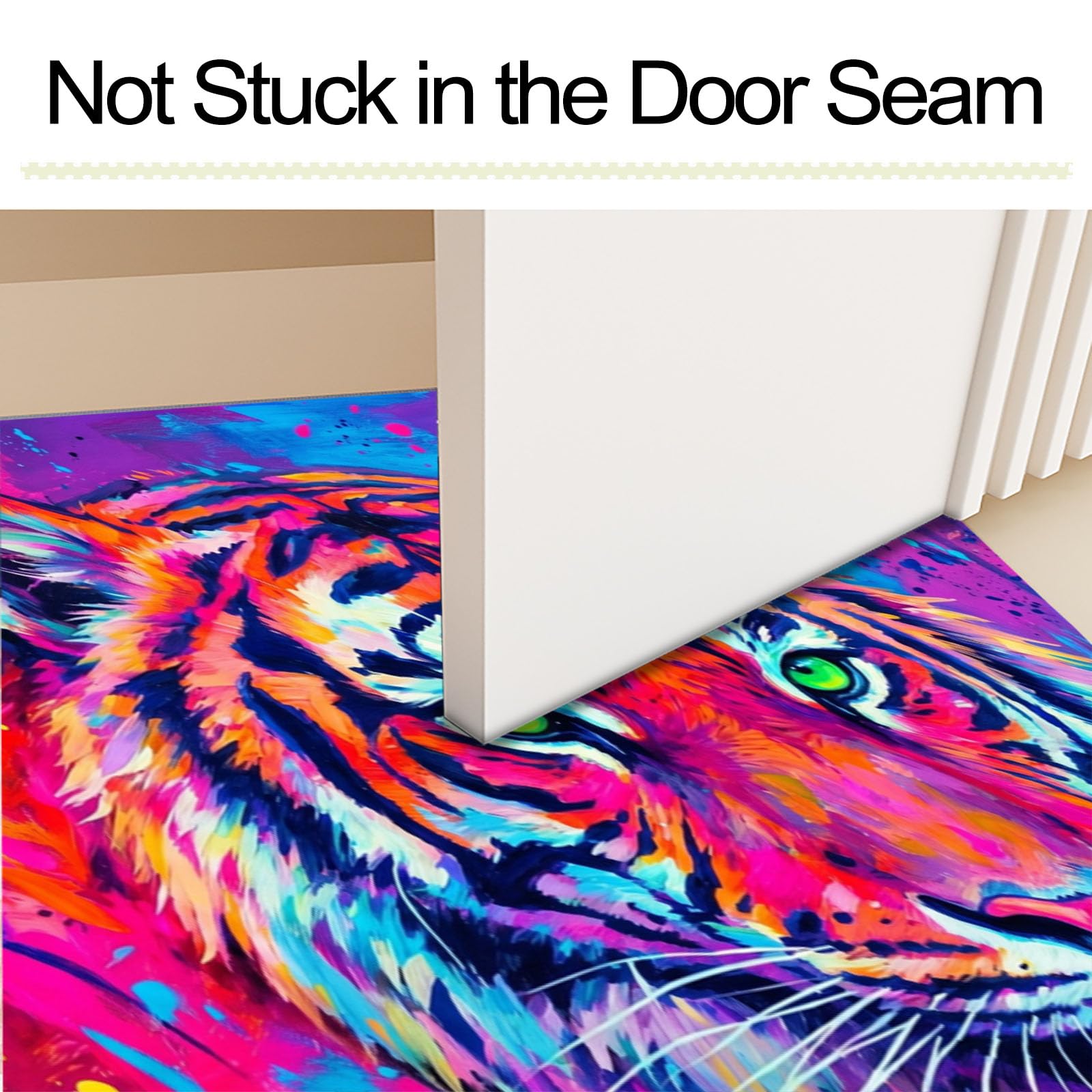 Zerbino Interni Animale Schizzi D'Inchiostro Fantastici 60X90Cm, Antiscivolo Lavabile, Tappeto Da Ingresso Tigre Del Pop Strada, Tappetino Pelo Basso Antipelo Per Porta D’Ingresso, Rosso