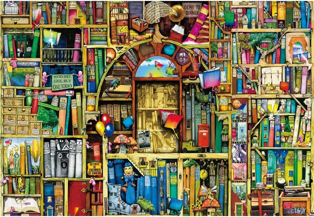 MISITU Jigsaw Puzzles 1000 Pieces for Adults Mini Puzzles Micro Pieces Challenging Difficult Puzzles Christmas Birthday Gift Game Toys Old Bookshelf 10.24 x 14.96 Inches