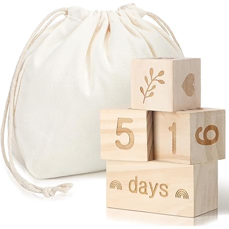Boho Style Baby Month Milestone Blocks Set for Infants and Newborns