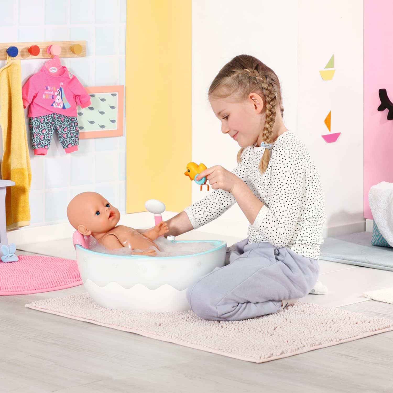 BABY born Bath Bañera - Accesorios para muñecas de 36 y 43cm con efectos de luz/sonido - para niños a partir de 3 años