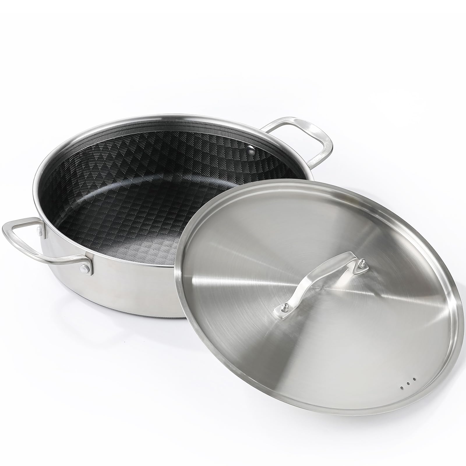DELARLO 8 Quart Stainless Steel Braiser Pan -1