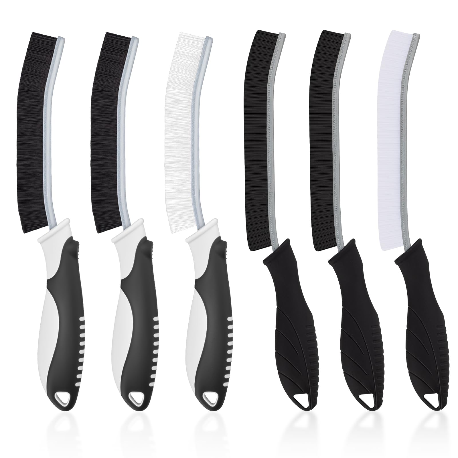 TQRR 6 Pieces Cleaning Brush Cracks Hard Bristles, Brush Boards Cleaning Home, Cleaning Tools for Toilet, Tiles, Kitchen, Windows (6, Black)