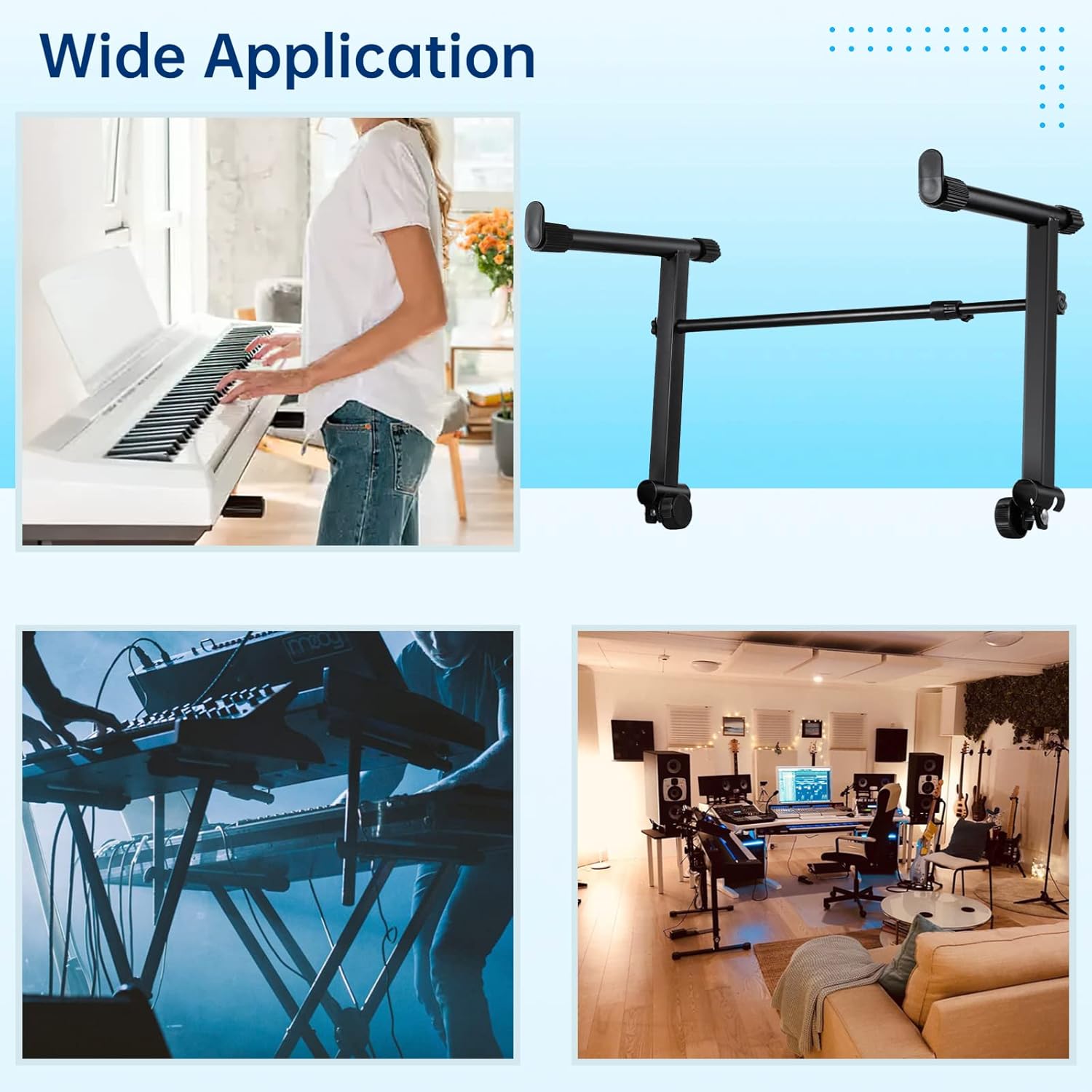 Second Tier Keyboard Stand, Extension Adapter for Keyboard Supports with Adjustable Width, Universal Iron Extension Stand for Electronic Organs