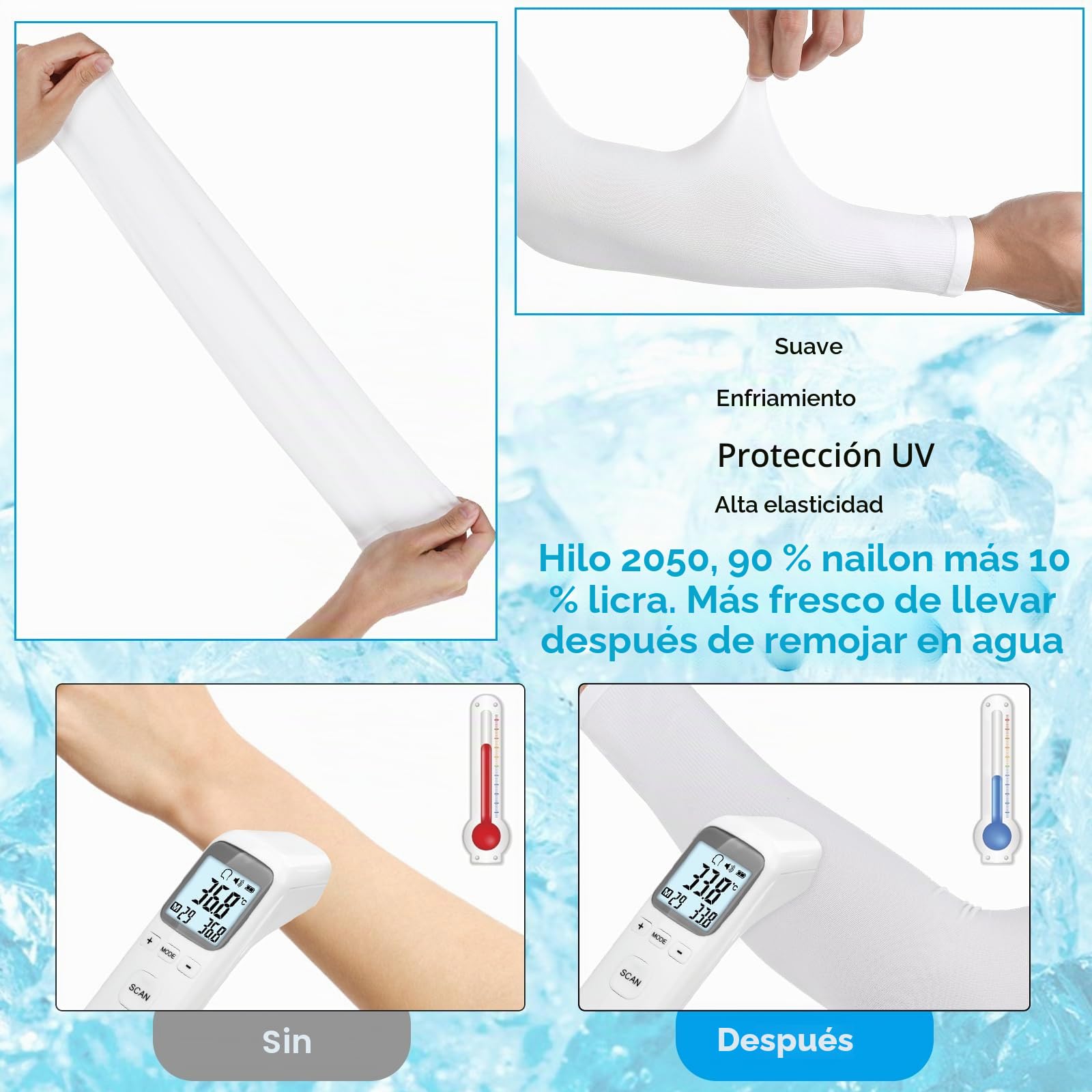 Tyqour 4 pares de mangas UV para hombres y mujeres, mangas de brazo de compresión de enfriamiento para conducir, golf, pesca, ciclismo, senderismo, hacer, blanco, Small