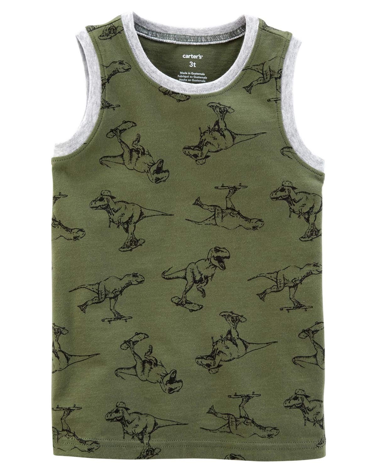 Carter's Baby Boys' Dinosaur Jersey Tank, Olive, 6 Months