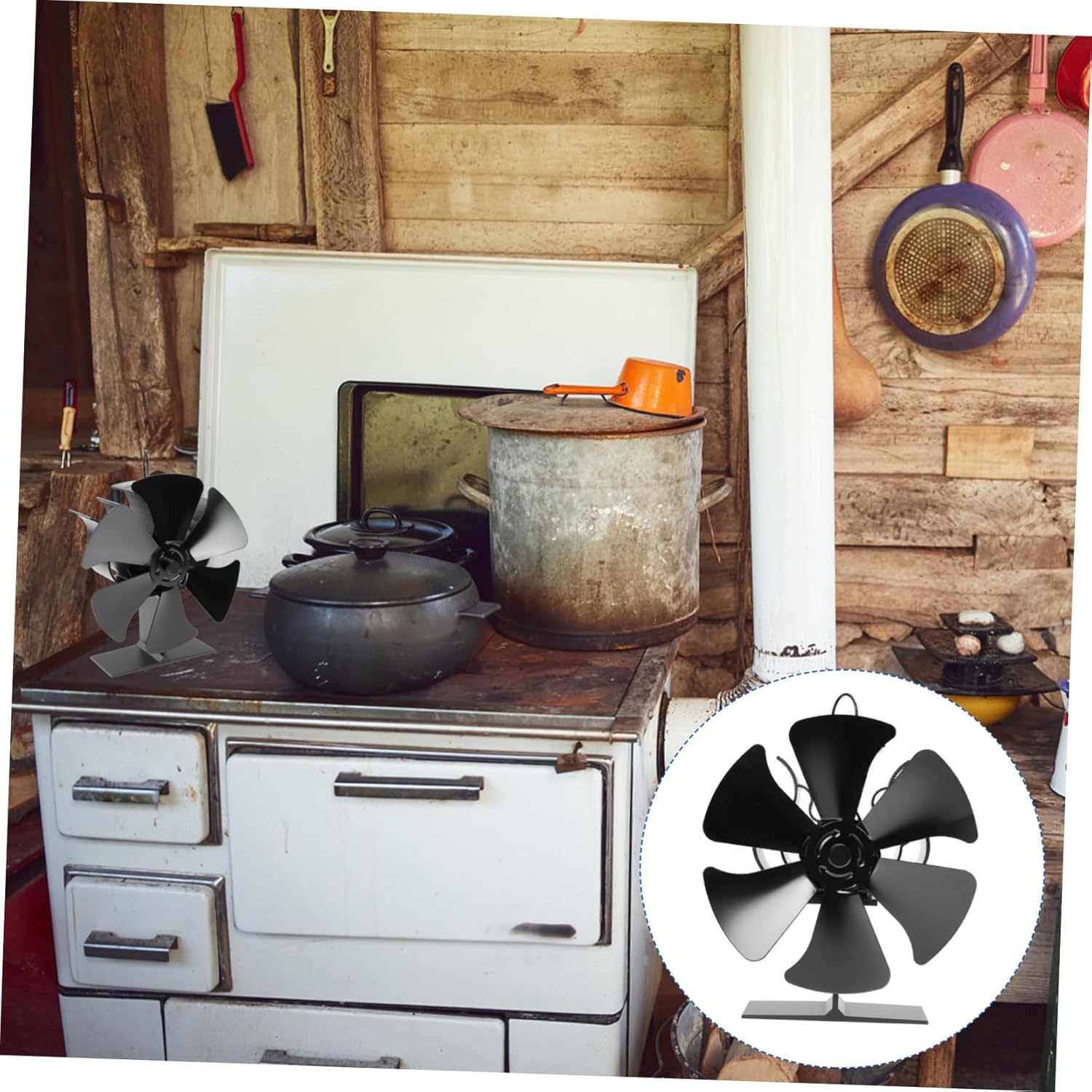 PRETYZOOM Stove Burner Fan Blades Heat Powered Log Burner Fan for Enhanced Warm Air Circulation Efficient Burning for Fireplace Comfort