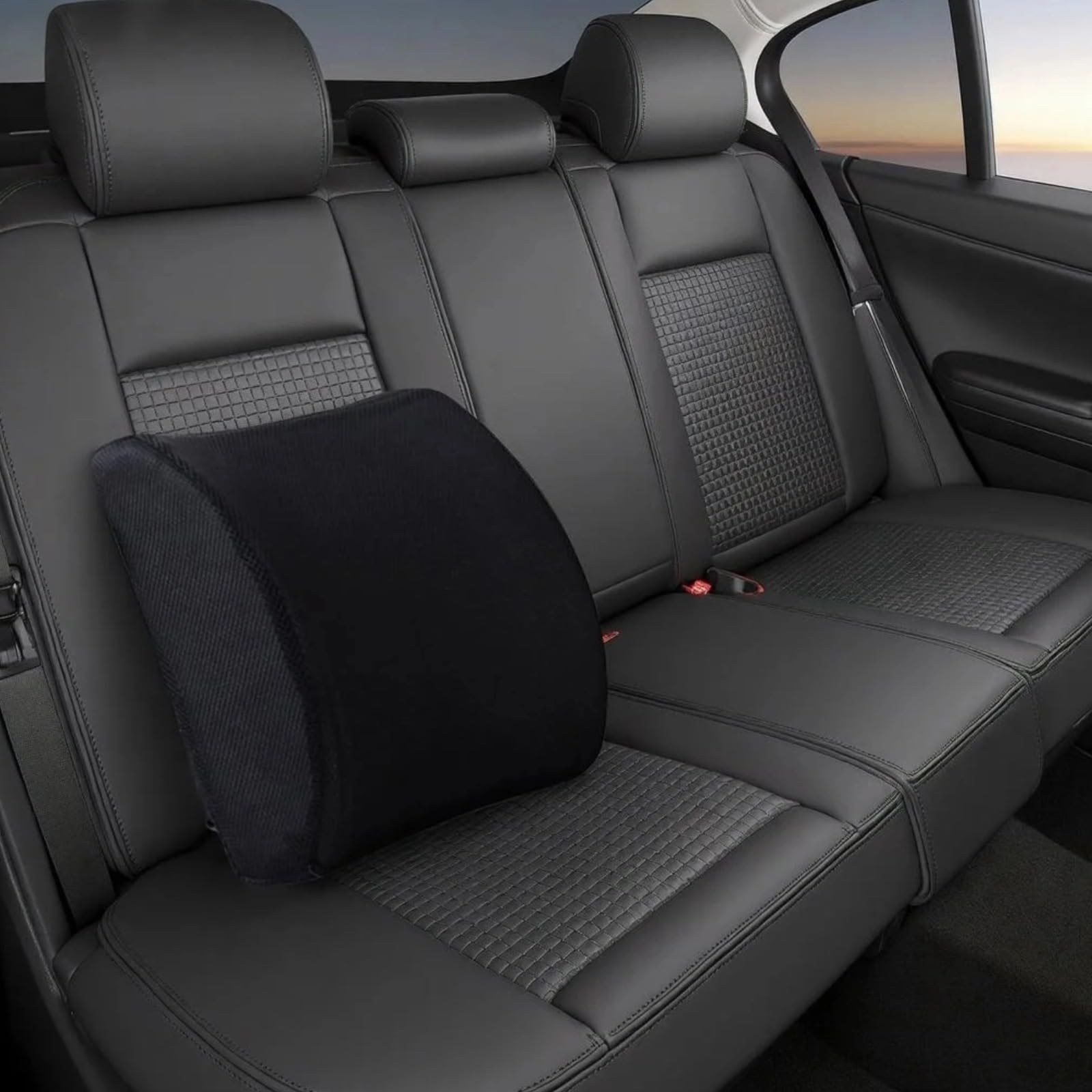 Memory Foam Lendenstützkissen, atmungsaktiver Netzbezug für Bürostuhl, Sitzkissen für den unteren Rücken im Auto, ergonomische Form, 34 x 32 x 12 cm, 13,4 x 12,6 x 4,7 Zoll