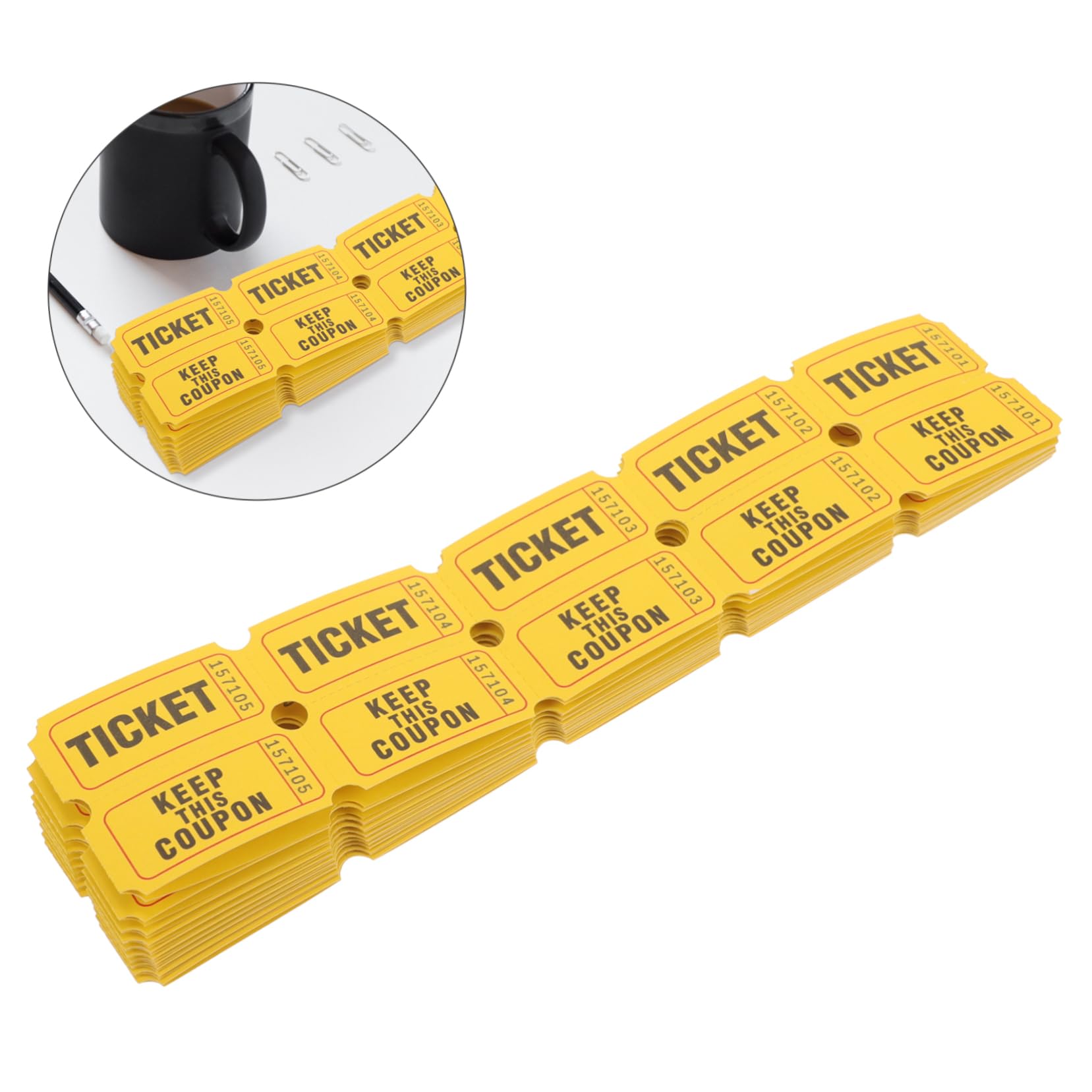 Tofficu 400pièces Billets De Loterie Jaunes pour Événements Tickets Numérotés Pratiques pour Tirages Sort Récompenses Et Activités Caritatives