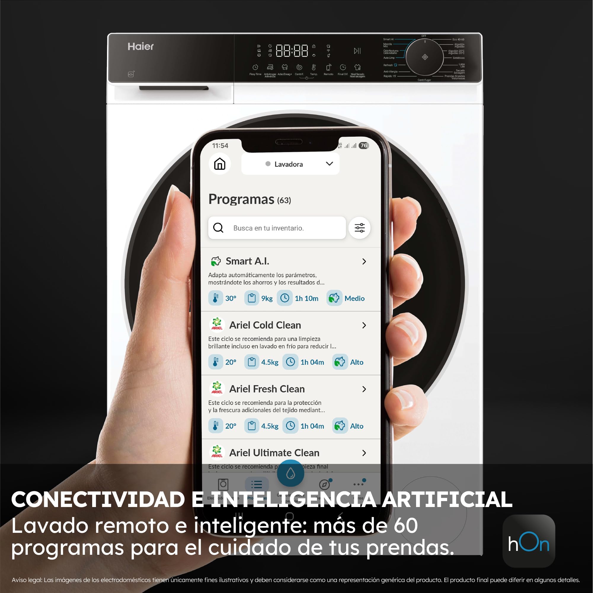 Haier X 7 HWD80BP14357TUIB Lavadora Secadora, Capacidad 8KG + 5KG, Motor Inverter, Wifi, Tecnología Antibacterias, Refresh, Inicio diferido, Detector Kg, 60cm ancho, 1400 RPM, 16 programas, Blanco — view 5