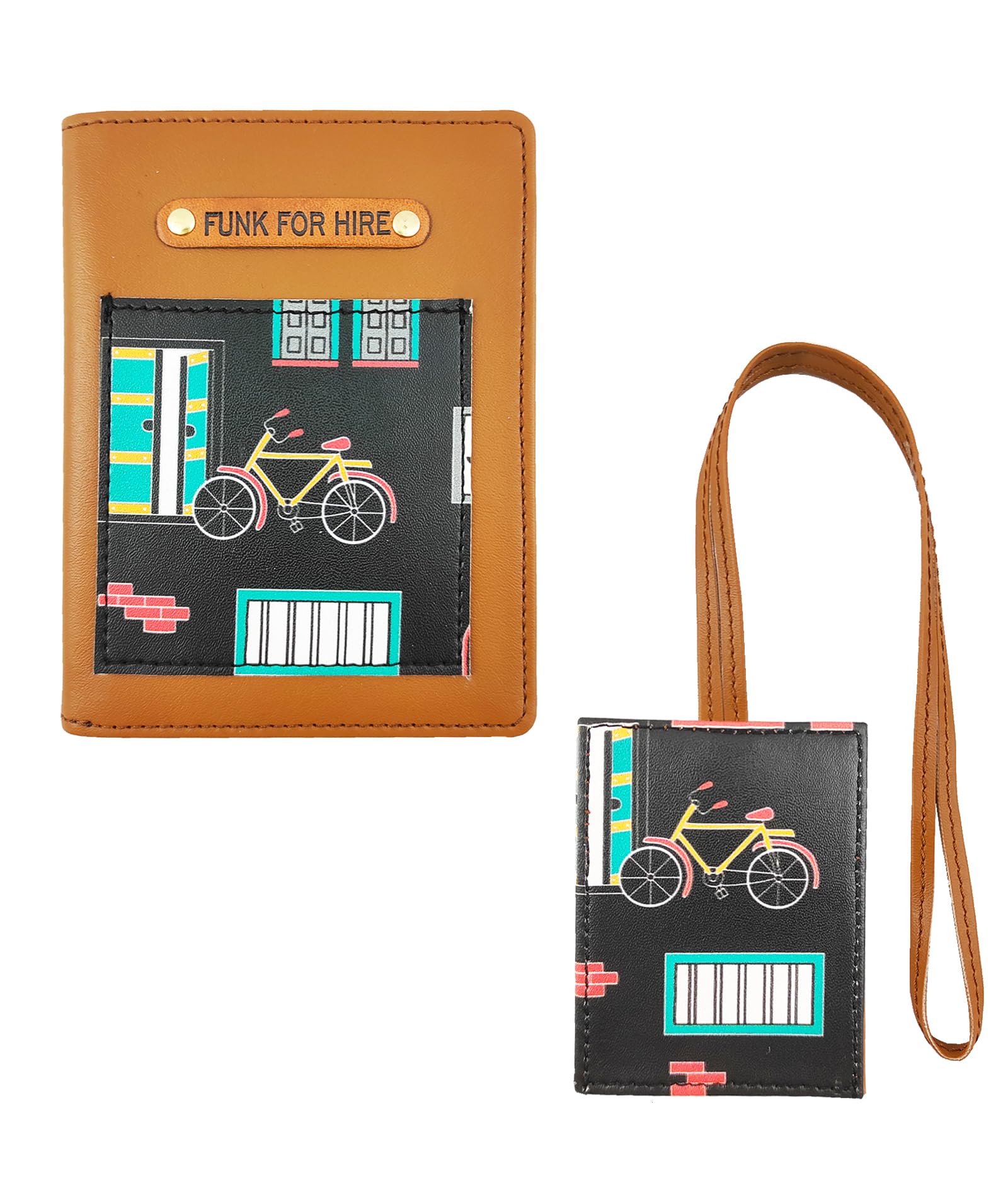 Leatherette Passport Holder for Men and Women Travel Passport Wallet Leather Brown with Leather Tag - Black-image-42