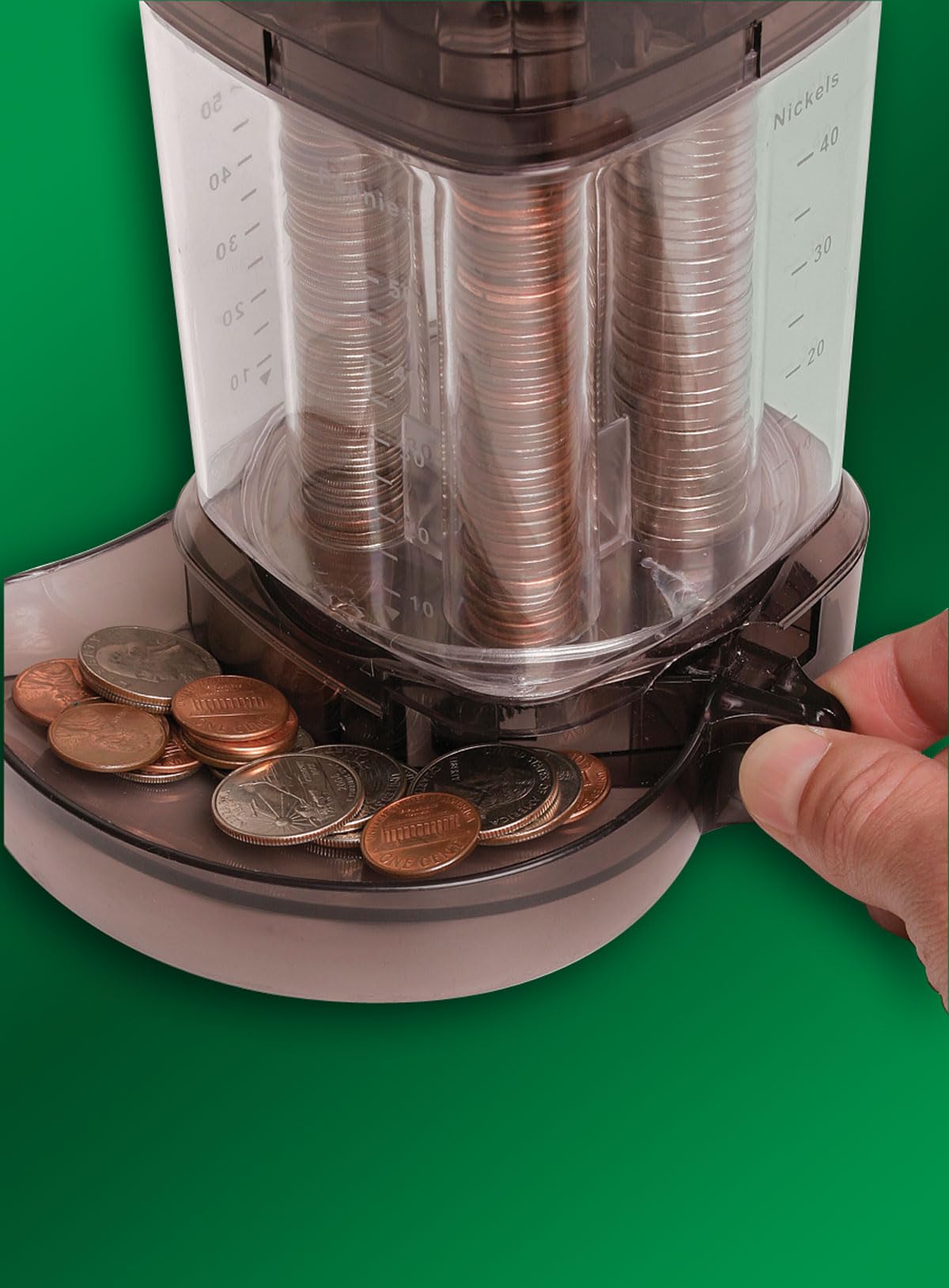Amazon.com: 自動硬幣分揀機存錢罐- 透明站立硬幣庫,兒童存錢罐。 硬幣收納器、硬幣收納器、硬幣存放。 Sorts USA Coins  Pennies Nickels Dimes Quarters, Stacks and Dispense Too : 辦公用品