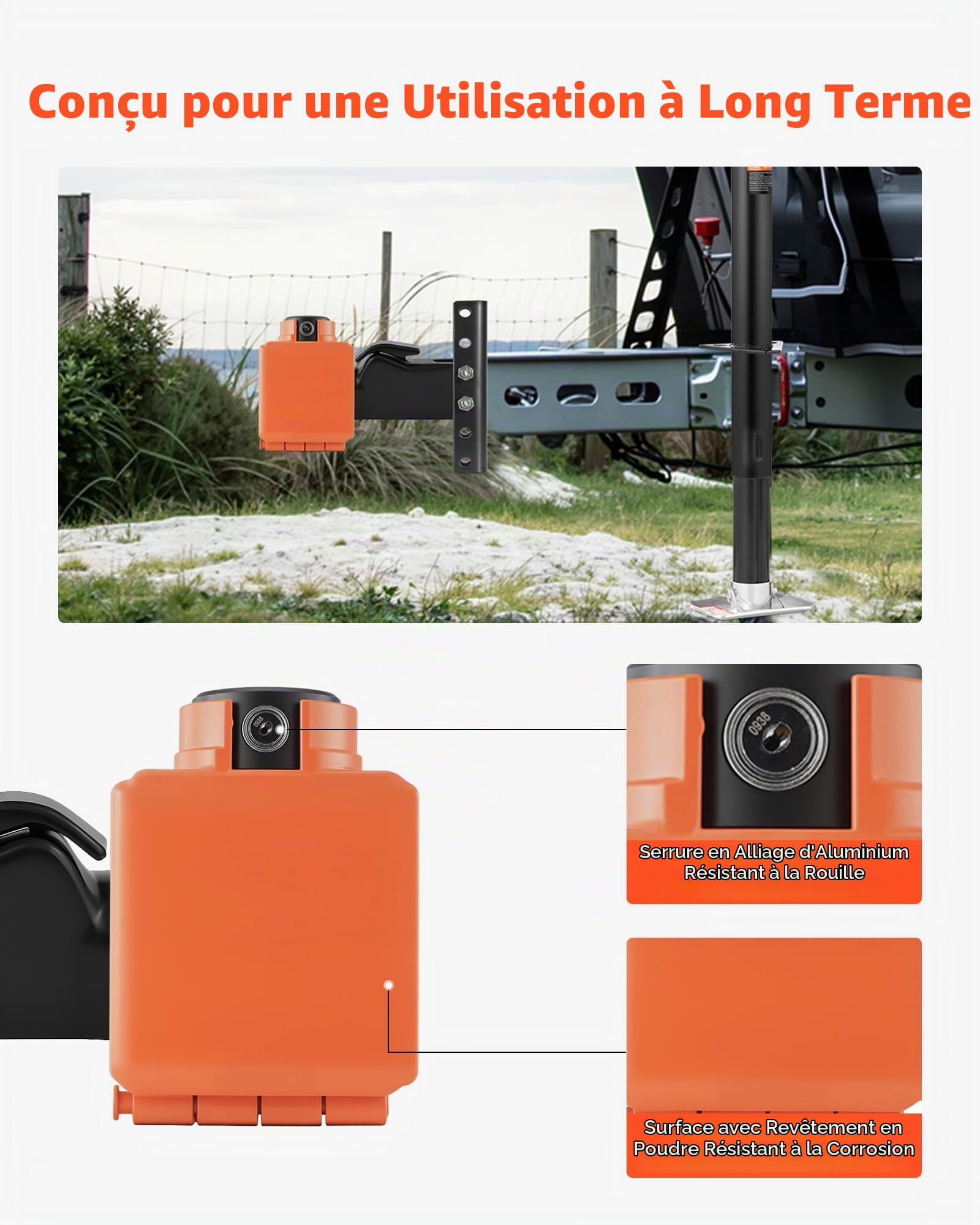 VEVOR Antivol Attelage Remorque Compatible avec Coupleurs à Tête Coulée Demco 50,6 mm 58,6 mm, Verrou Attelage Remorque Robuste avec 3 Clés, Verrouillage Sécurité pour Camping-cars, Remorques, Bateaux