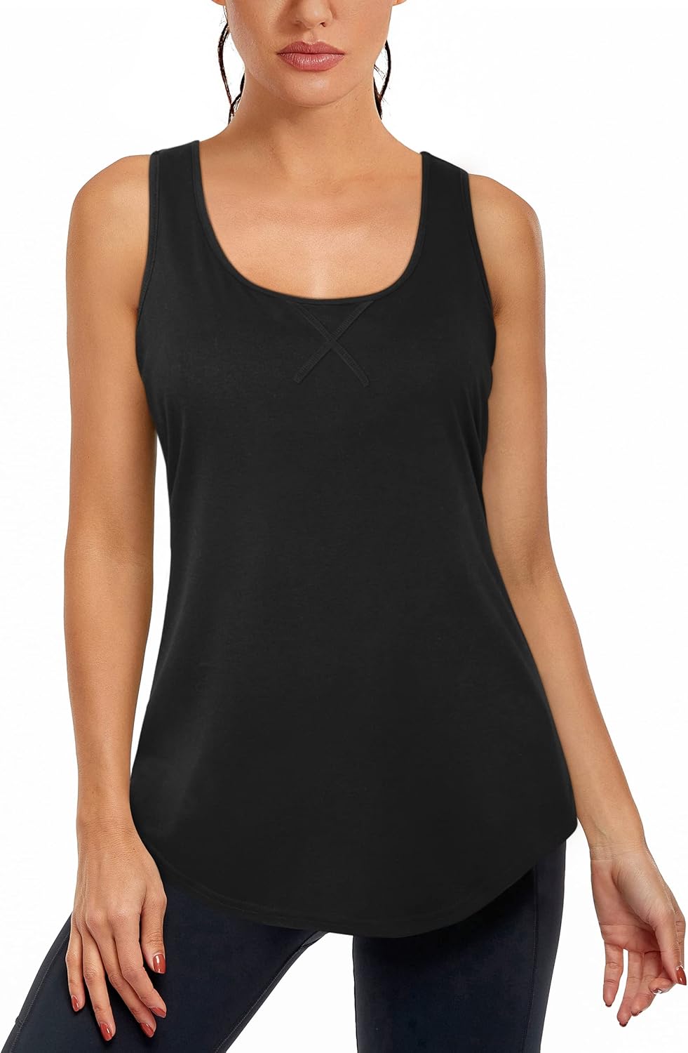 Cestyle Womens Yoga Workout Tank Tops with Built in Shelf Bras Summer Loose Fit Racerback Tank Top - Image 2