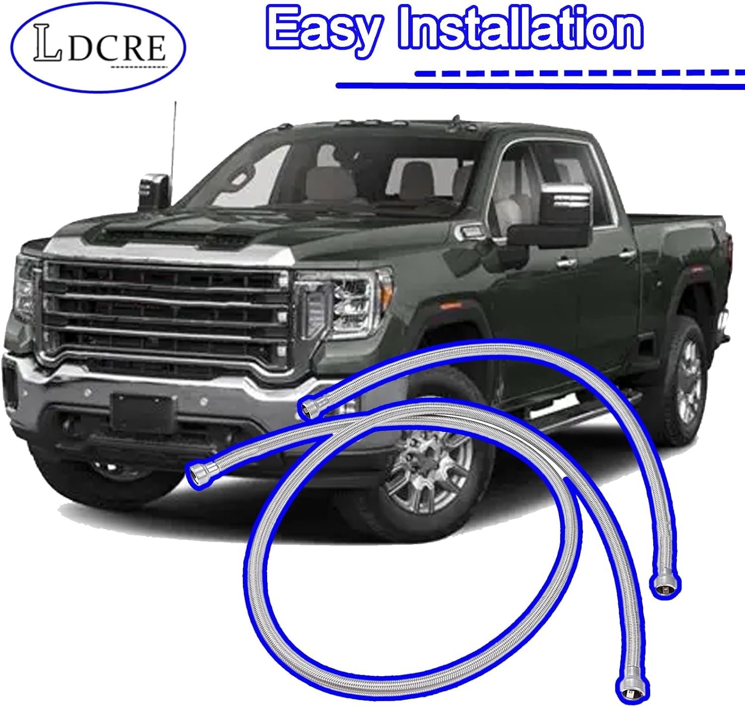 Fuel Tank Hoses Stainless Steel Compatible with Chevy Silverado GMC Sierra 2500HD 3500HD 6.6L Duramax Diesel 2001-2010 | Replace 15167372 15077513 Fuel Line