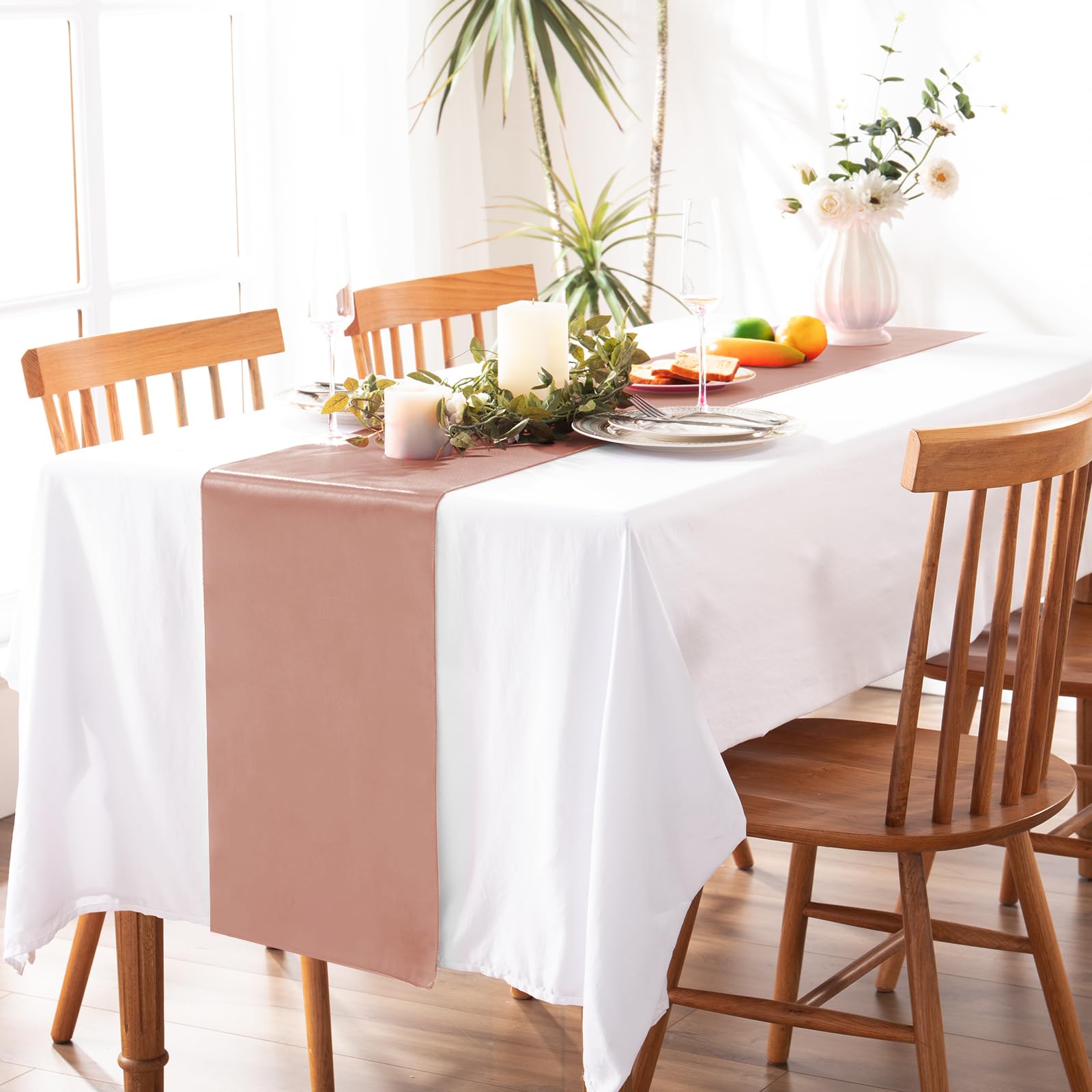 Satin-Tischläufer, 30,5 x 274,3 cm, glatter Seidenstoff, Tischläufer für Hochzeiten, Bankette, Partys, Geburtstage und Abschlussfeiern, 10 Stück