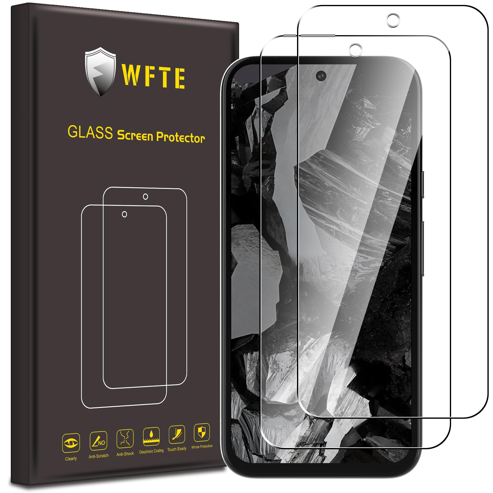 WFTE [2-Pack for Screen Protector for Google Pixel 8A,Anti-Scratch,High Transparency,Bubble-Free,Dust-Free Premium Screen Protector Tempered Glass For Pixel 8A