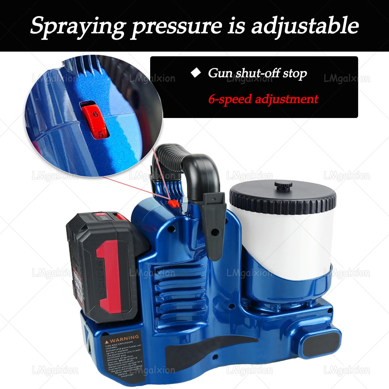 Pistola Verniciatura a Spruzzo Airless Professionale,Spruzzatore Senza Fili Con Batteria Ricaricabile,Portata 1.1l/Min,Tecnologia Airless per Finitura Uniforme,Per Lattice,Smalto,Acqua 1battery
