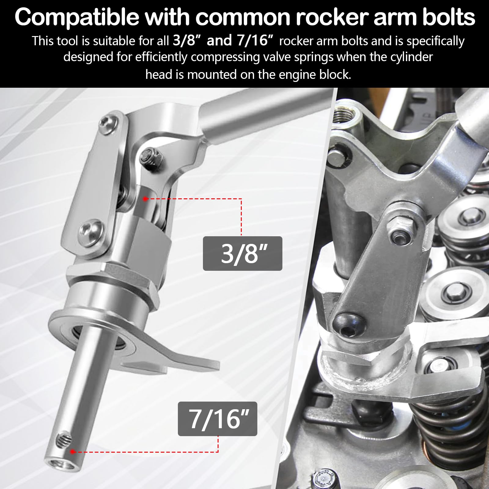 Herramienta Compresora De Resortes De Válvula, 66784, para Montaje De Pernos De Motor Compatible con Pernos De Balancín De 3/8" Y 7/16" Instalación Y Extracción De Resortes De Válvula