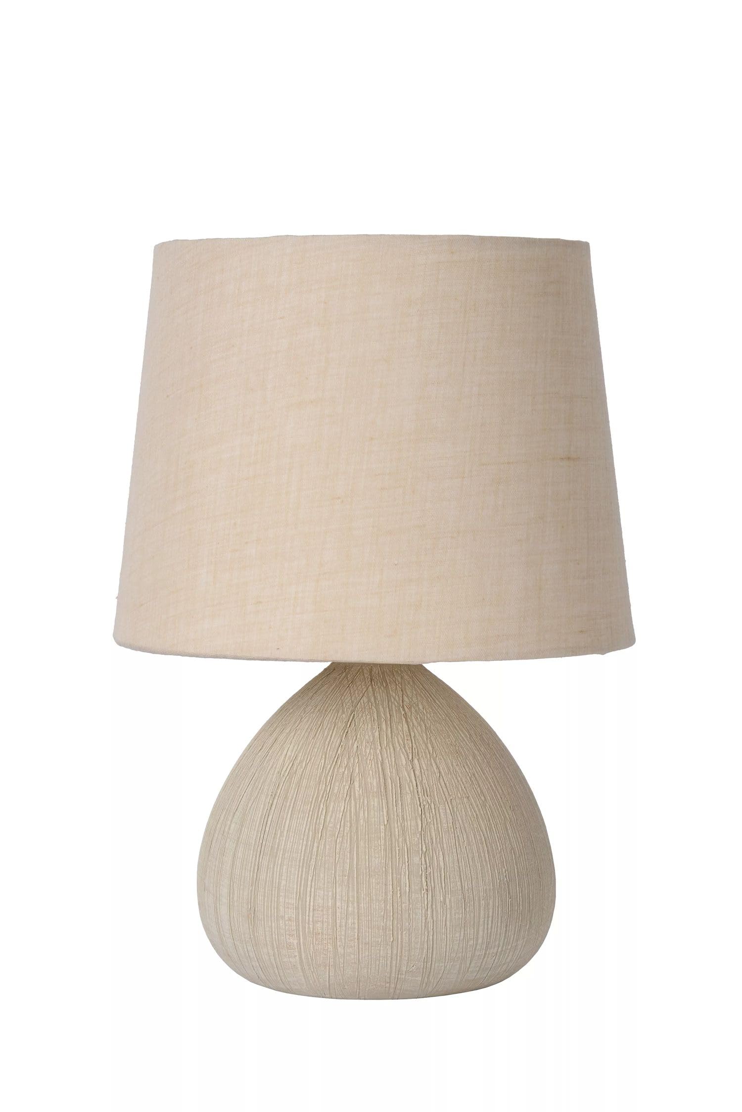 Licht-Erlebnisse Nachttischleuchte Keramik Stoff Beige Schlafzimmer Wohnzimmer Büro 26 cm klein E14 bis 40 W Modern wohnliche Tischlampe blendarm OPIRE