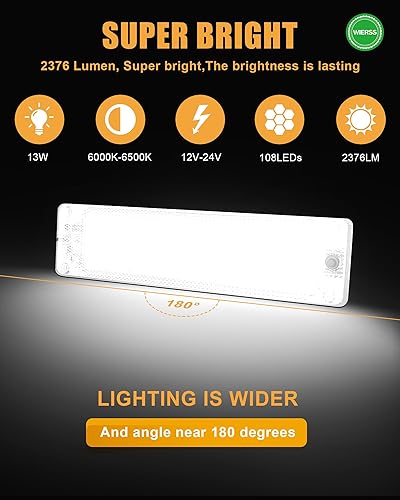 Miniatura 4 de Barra de luz interior LED de 12 V, 2376 lúmenes, CC de 12 V, tira de luces LED de techo, accesorio de iluminación interior con interruptor de