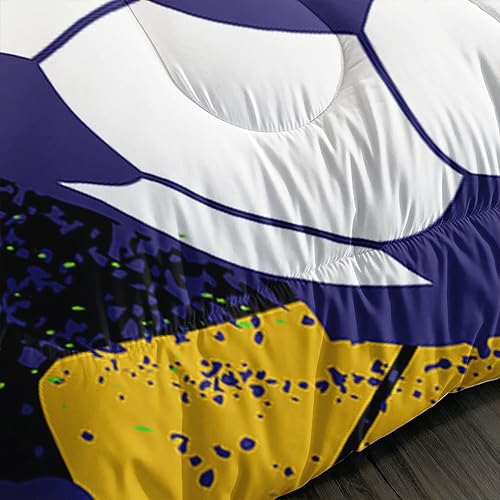 Miniatura 4 de AILONEN Juego de edredón de fútbol para adolescentes y niños, ropa de cama deportiva en una bolsa, edredón acolchado con temática de baloncesto,