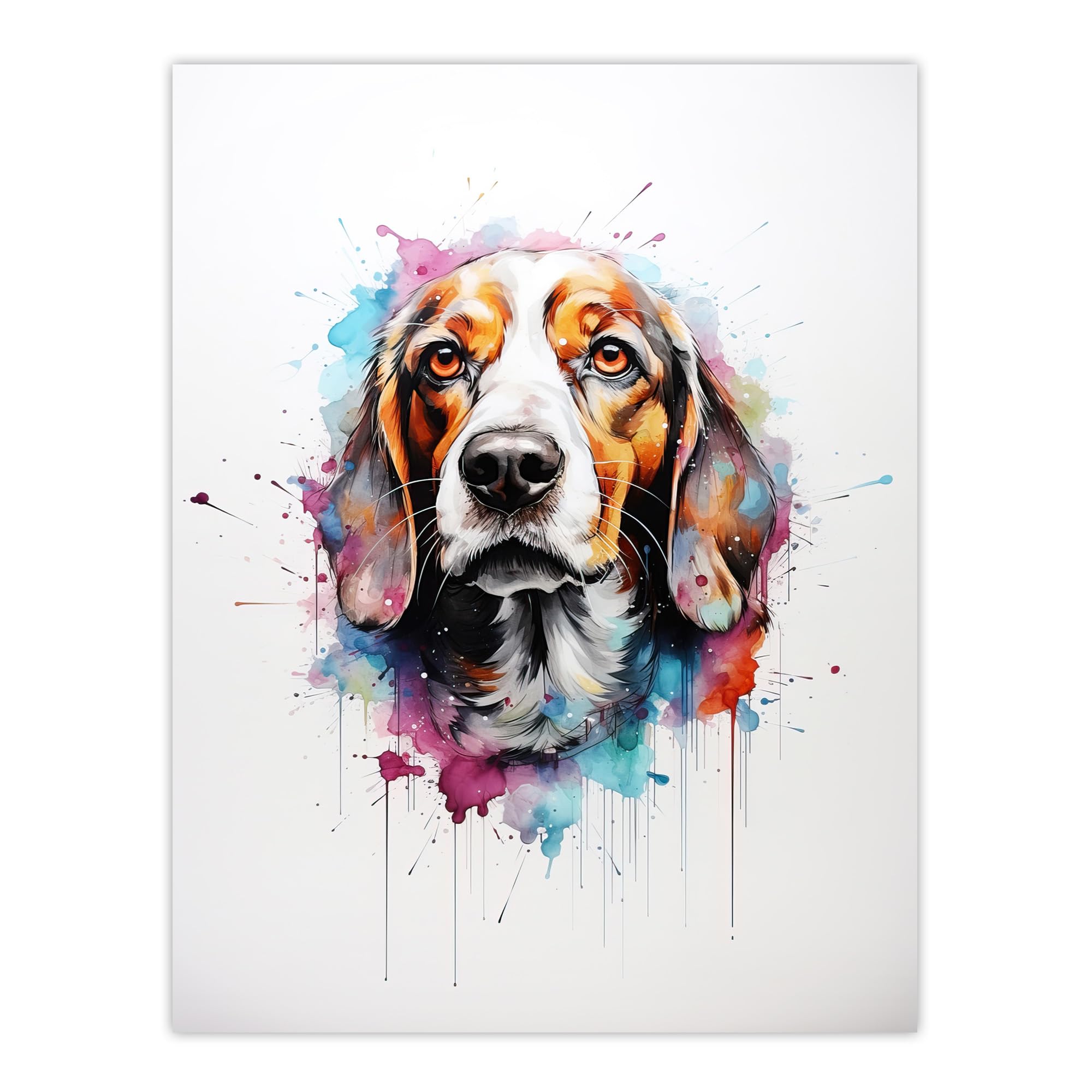 Artery8 Beagle Lovers Gift Watercolour Pet Portrait Painting Artwork Large Wall Art Poster Print Thick Paper 18X24 Inch