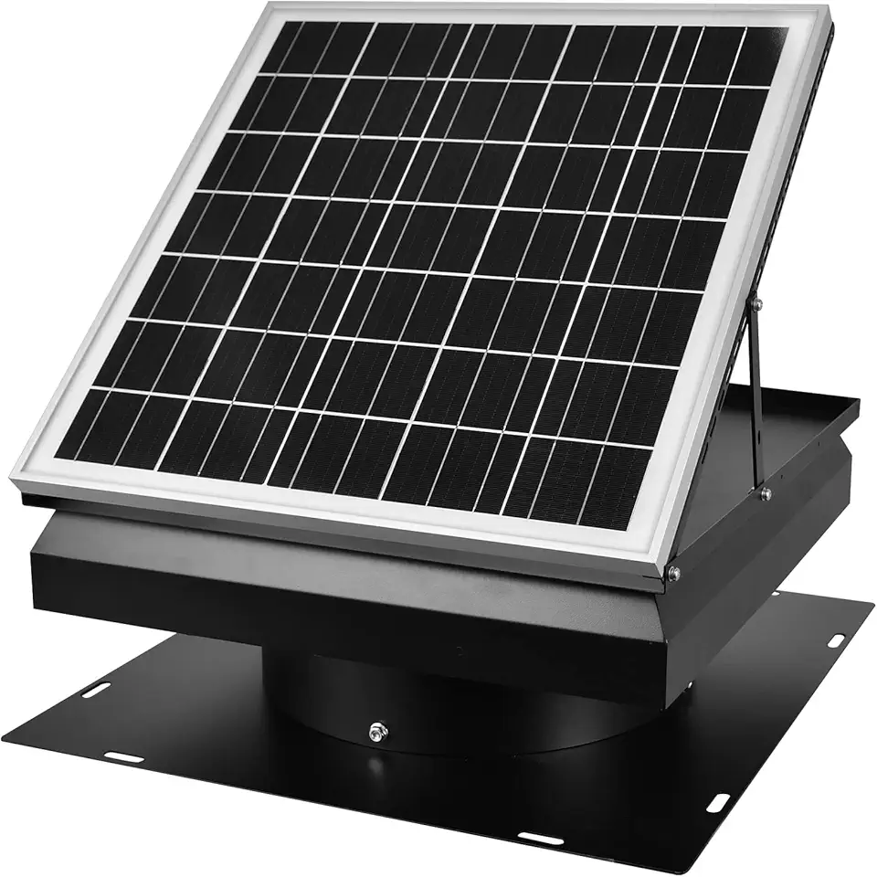 Solar Attic Fan 32W 1600CFM High Airflow Roof Vent Exhaust Fan - Weatherproof, Solar Powered Attic V...