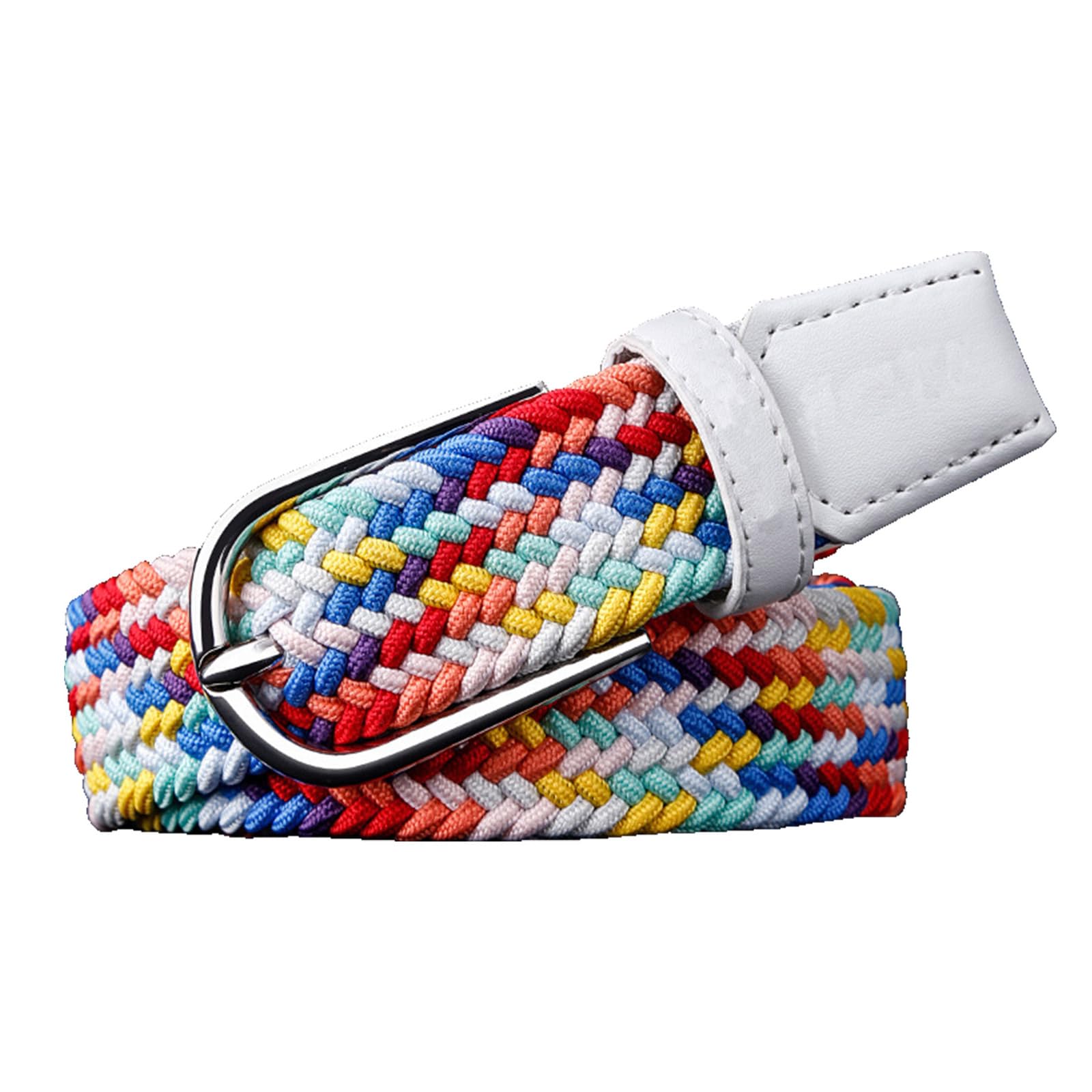 Mixed Color,110CM/43.3'',Womens Belt - Mixed Color Elastic Woven Golf Belts Casual Braided Stretch Belt for Women, Canvas Elastic Fabric Belts for Jeans, 3Cm, Colorful