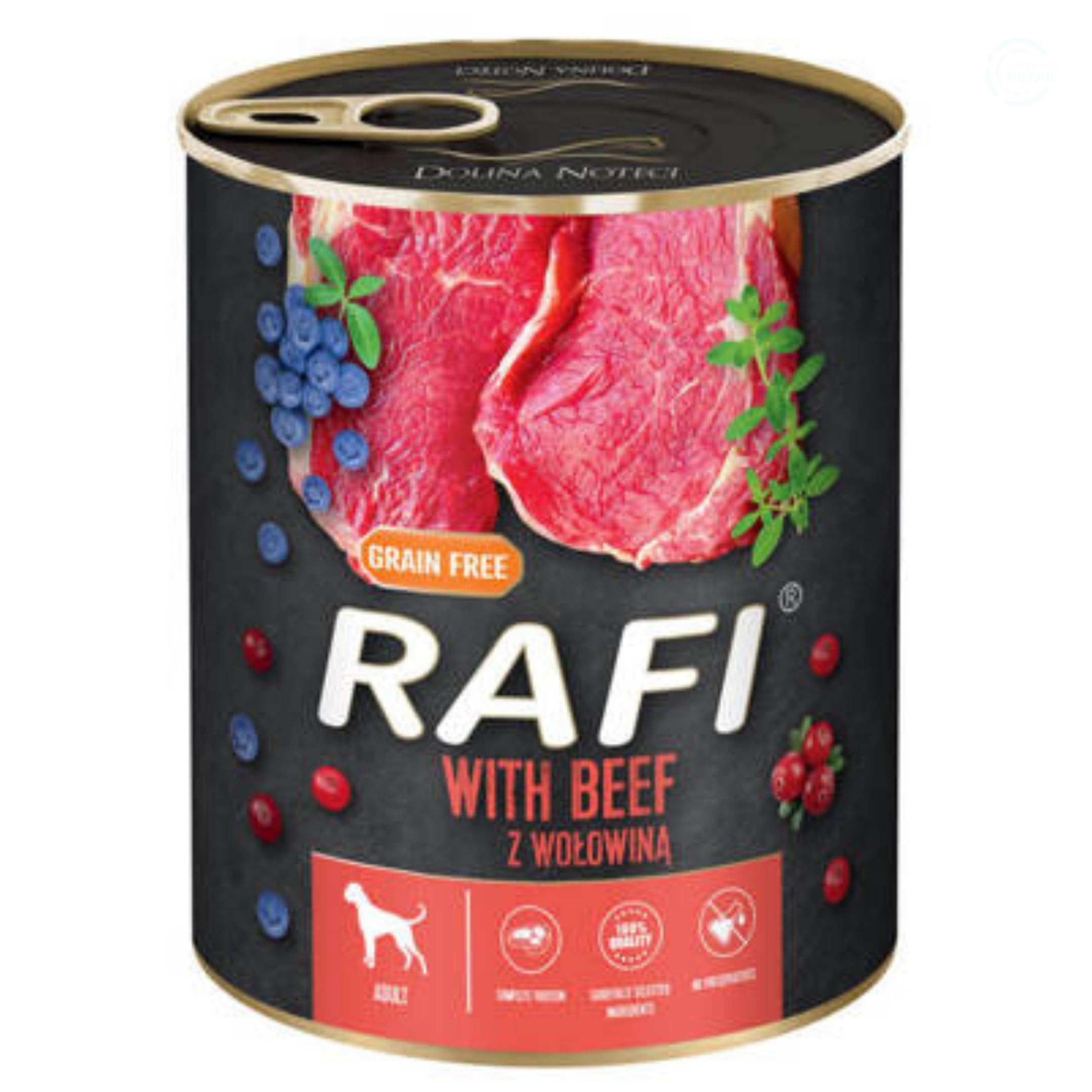 Rafi Complete Wet Dog Food: Meat & Natural Ingredients, Grain-Free, Immune-Boosting Superfoods in Every Flavour! Healthy & Tasty Nutrition for All Breeds! (Beef, 800g)