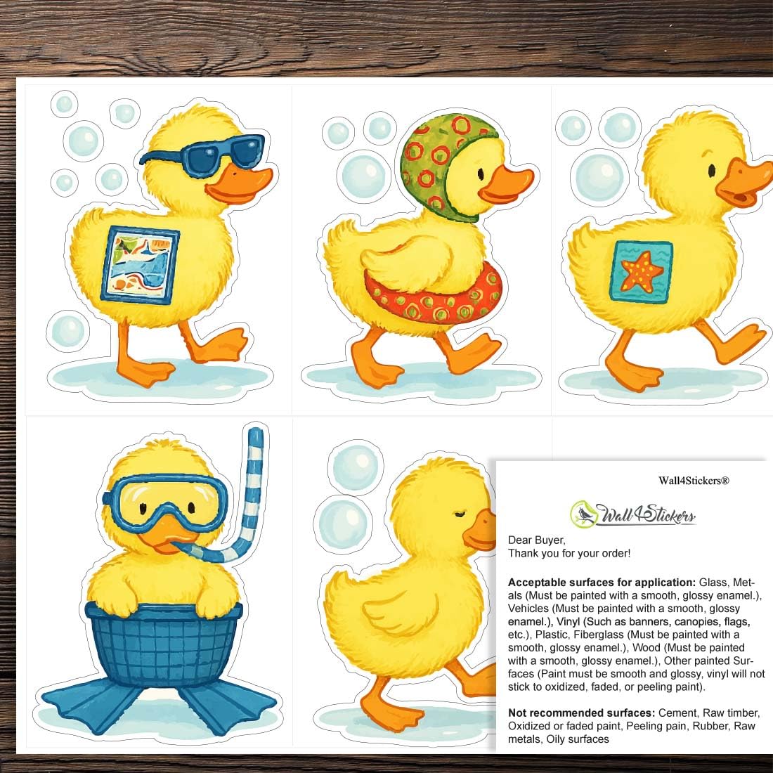 Cute Duck Wall Stickers for Bathroom, 9 Removable Waterproof Decals for Kids Bathtub and Nursery Decoration - Image 4