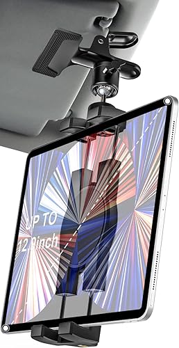 Miniatura 1 de Woleyi - Soporte universal para tableta de automóvil, soporte para tableta con clip de visera para automóvil, rotación de 360, abrazadera universal