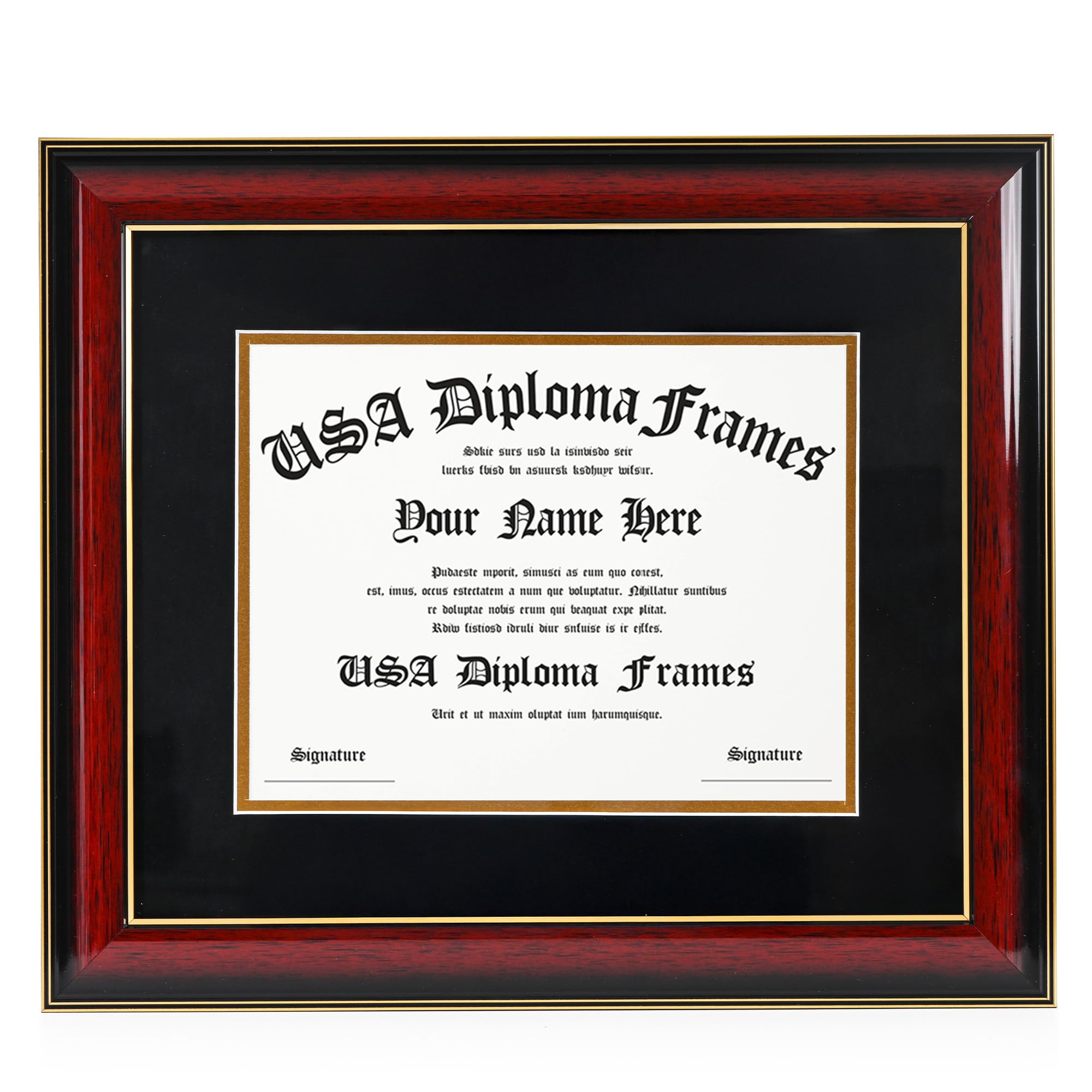 8.5x11 Diploma Frame with Mat. Certificate Holder for University, College, or Technical School Degrees – 15.5”x18” Solid Wood Frame