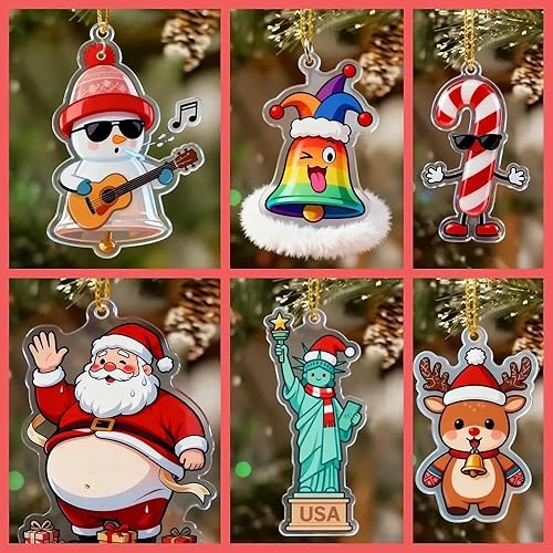 Miniatura 2 de 16 colgantes divertidos de Navidad, bonitos adornos para árbol de Navidad, Papá Noel, Sra. Claus, renos, medias, muñeco de nieve, copo de nieve,