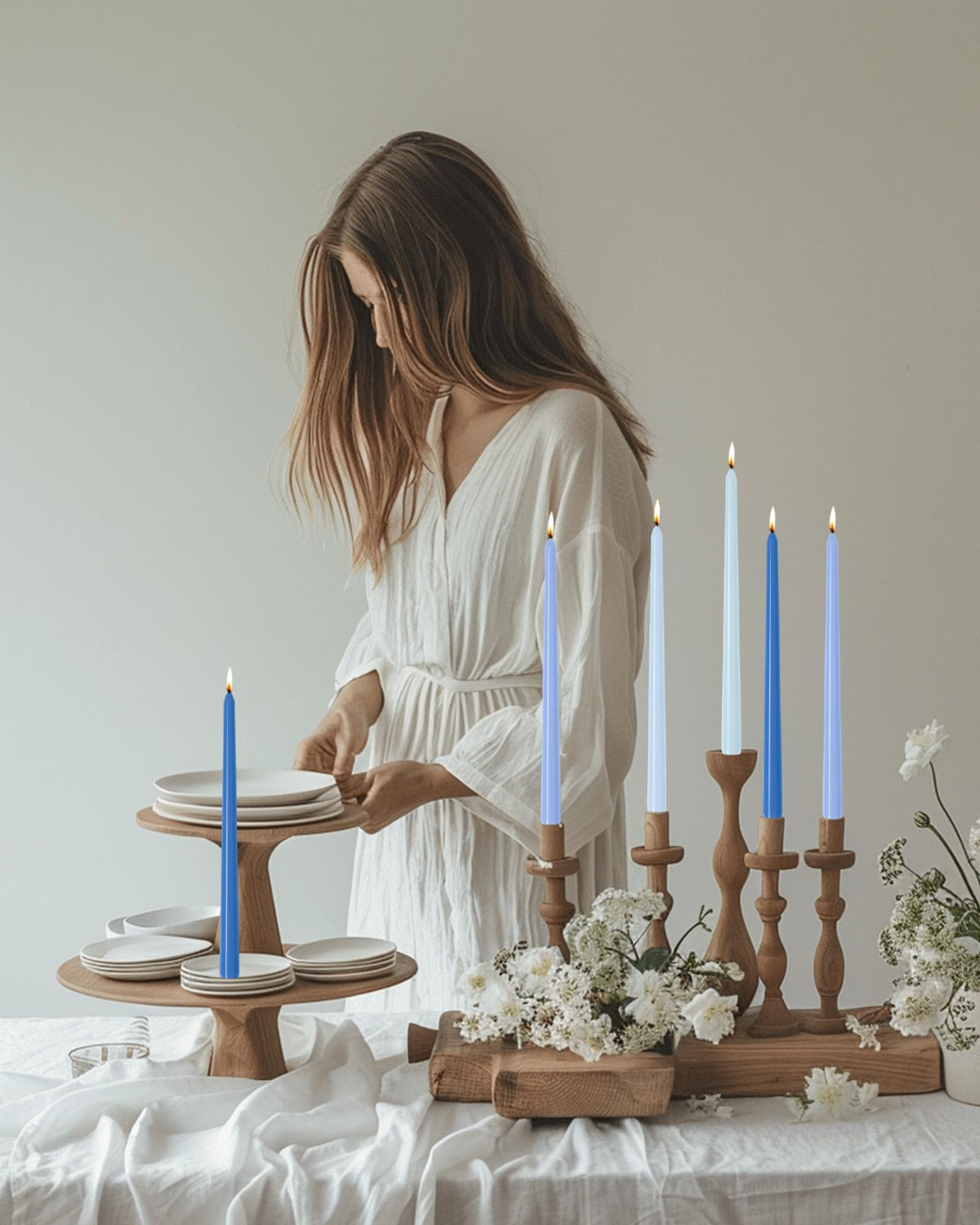 LPUSA Bule - Candele coniche sfumate 30,5 cm, non profumate, senza fumo, lunghe e affusolate, per candelieri, per matrimoni, avventi, decorazioni per la casa, cene, Natale, set da 12