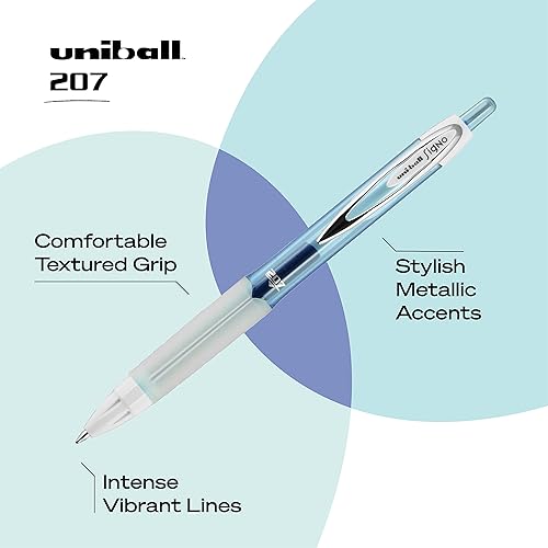 Miniatura 3 de uni-ball 207 bolígrafos de gel retráctiles de punta media 0028in surtidos paquete de 8