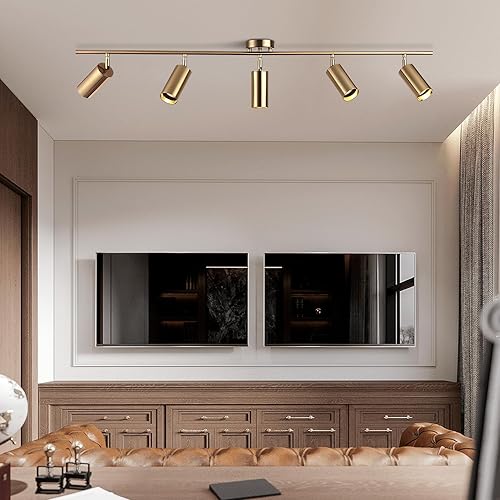 Miniatura 7 de BOKT Iluminación LED de 5 luces LED para techo dorado moderno de 5 vías Iluminación de punto interior Iluminación de mediados de siglo Vintage