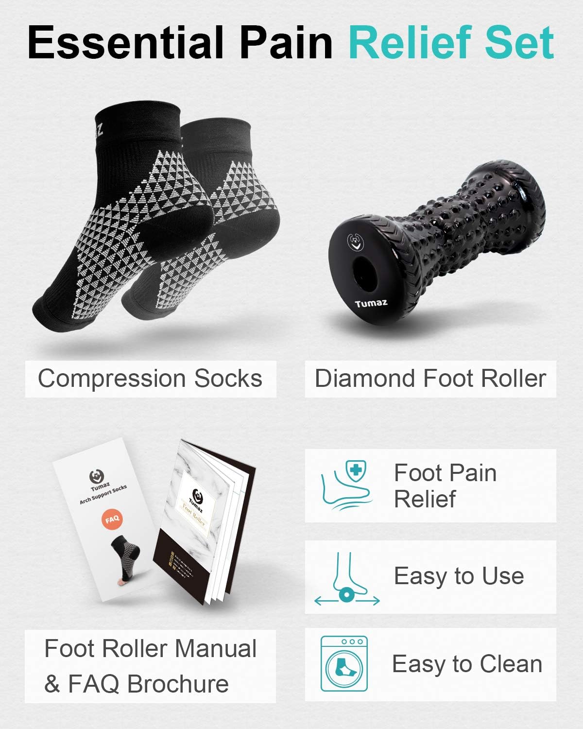 Tumaz Foot Roller [Upgraded Version with Deeper Bump] Ergonomic Designed Plantar Fasciitis Massage Roller for Relieving Plantar Fasciitis, Foot Arch Pain, Myofascial Pain Syndrome : Health & Household