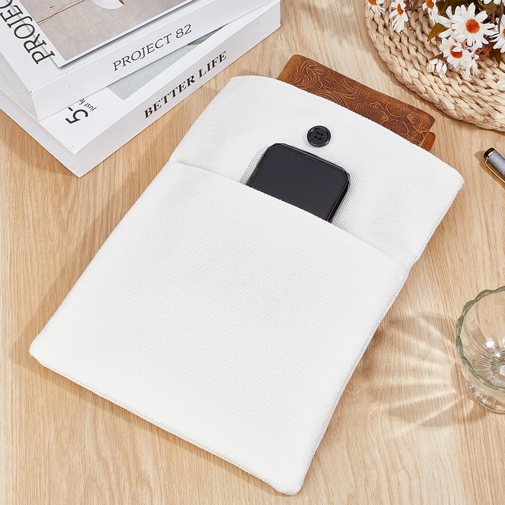 CRASPIRE White Large A5 Book Sleeve Cotton Line Fabric Binding Book Cover with Button Washable Reusable Protector Notebook Cloth for Adult Scrapbooking DIY Crafts for Hardcover Paperbacks Book Lovers - Image 4