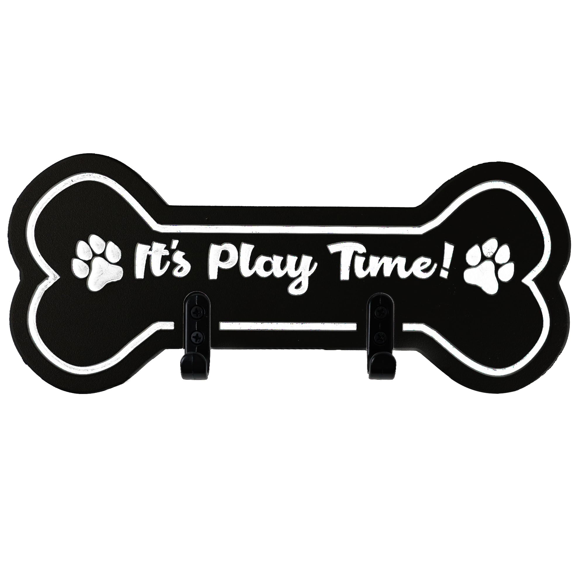 Noble Heritage Play TIME Dog Bone Leash & Key Holder - Wall-Mounted Organizer for Dog Leashes, Collars & Keys | Recycled HDPE Plastic | Indoor/Outdoor