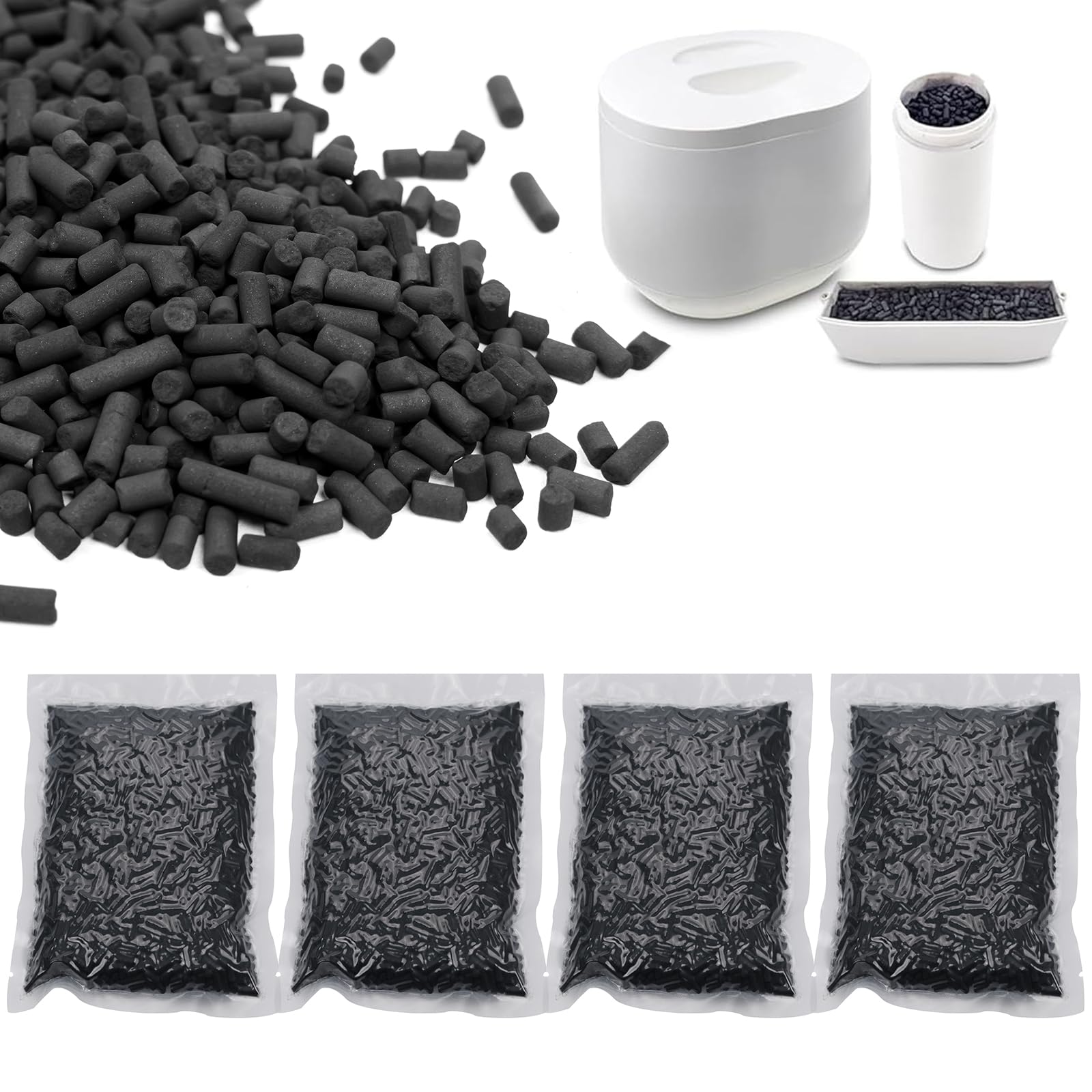 4 Pack Charcoal Refills for Lomi Smart Waste Kitchen Composter, 2.0 Pounds (Activated Charcoal Filters Keep Your Kitchen Smelling Fresh and Odour-Free)