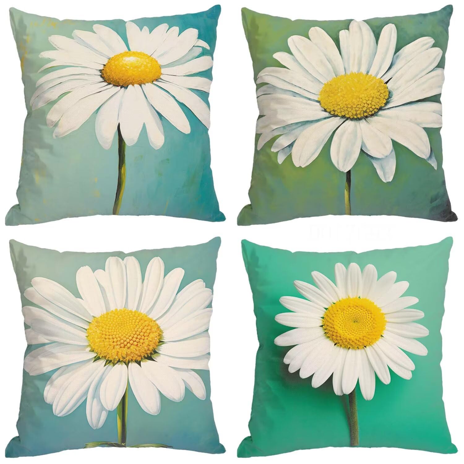 Fundas Cojines SuavesBlanco Fundas Cojines Cuadradas Suaves Funda Almohada Cojines Suaves Sillas Jardin Para Oficina Jardín Cama Sofá Banco Interior o Exterior Juego de 4 Funda Cojin Crisantemo mu-465
