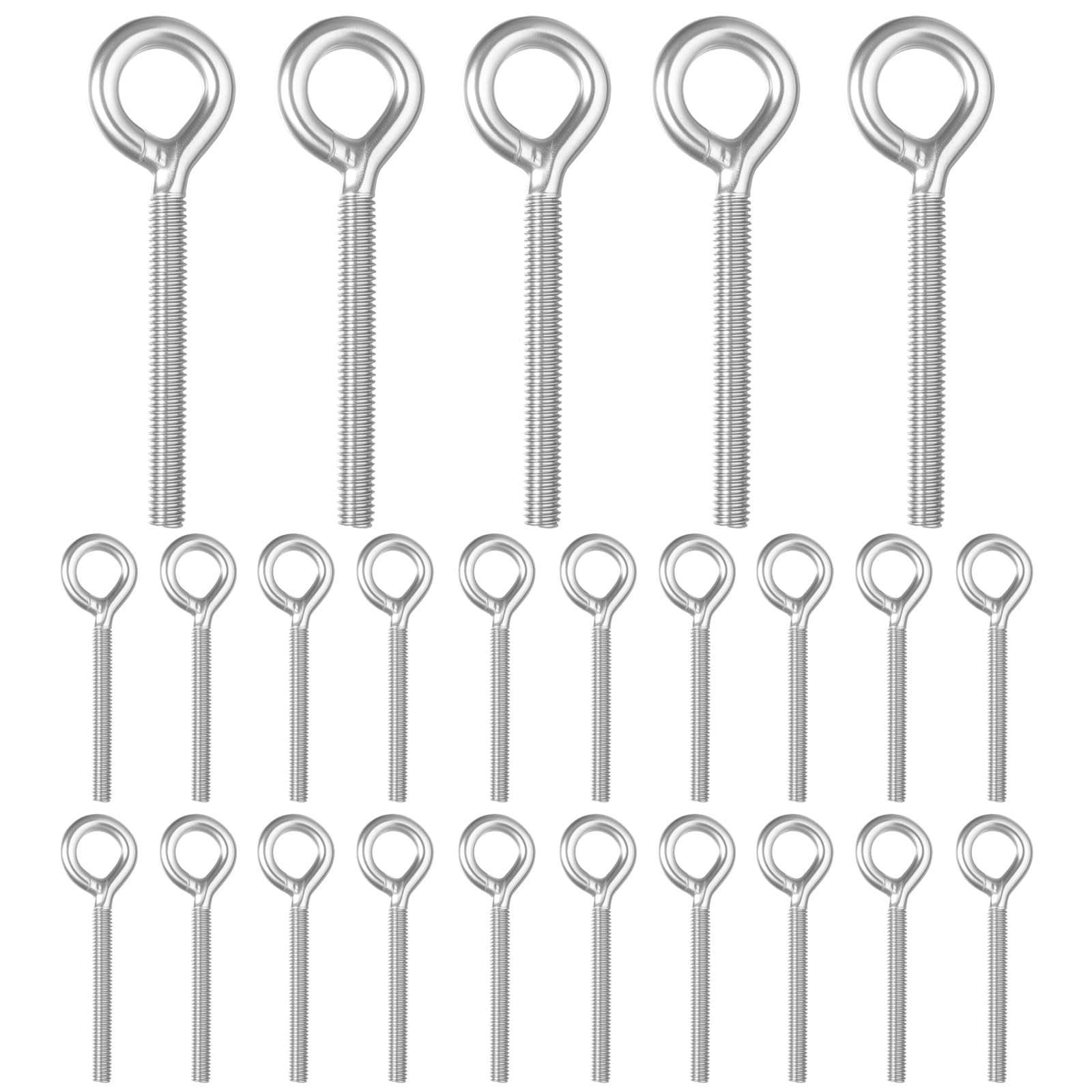 25 Pz Bulloni Occhiello M6, Golfare M6, Golfari Bullone ad Occhiello Lungo, Bullone Occhiellos, Golfare in Acciaio Inox 304 con Filettatura per Attrezzature di Sollevamento Fissaggio Sospensione (25)
