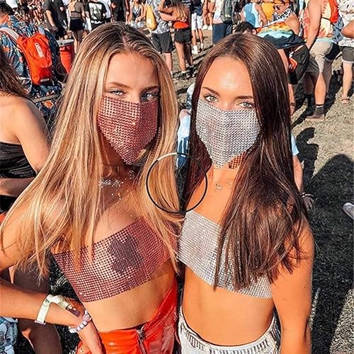 Miniatura 7 de Máscara facial de cristal brillante, máscara de malla con diamantes de imitación, máscara sexy para discoteca cubierta para mujeres y niñas